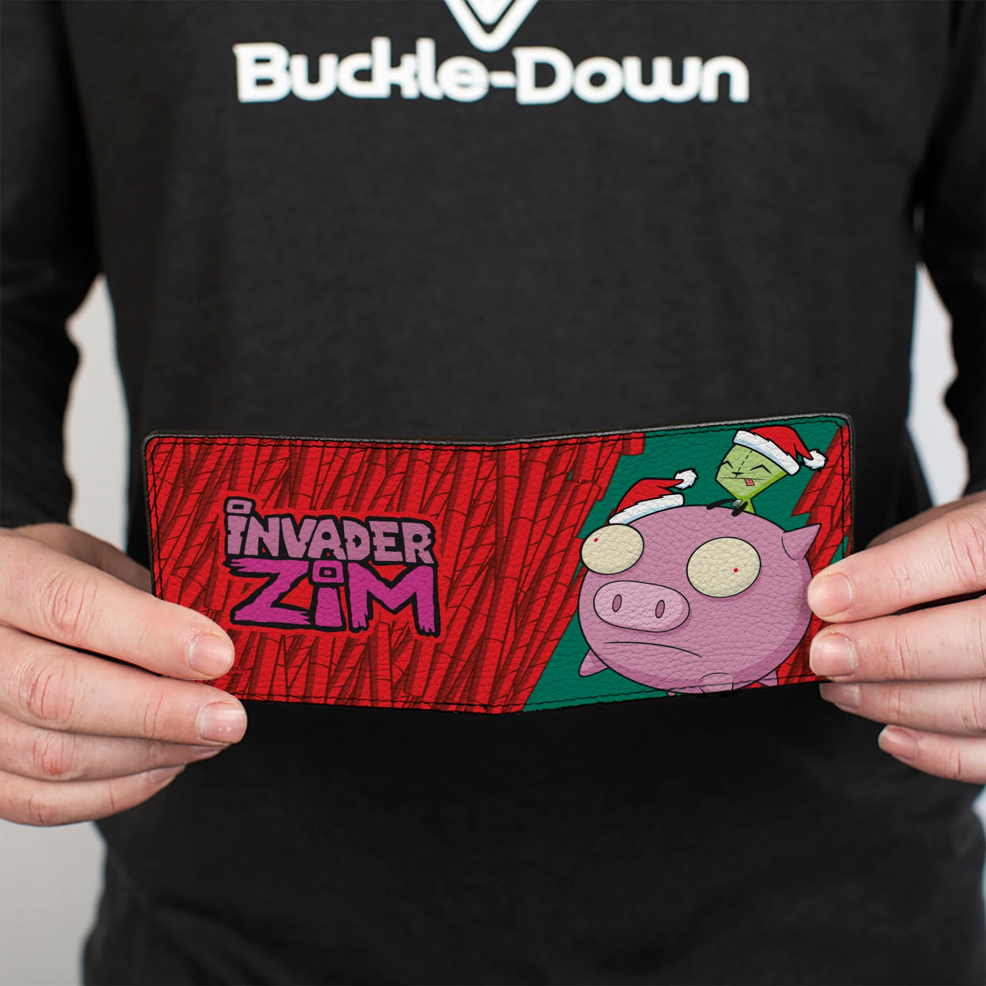 Bi-Fold Wallet - Holiday INVADER ZIM Santa GIR and Santa Piggy Flying Red/Green Bi-Fold Wallets Invader Zim