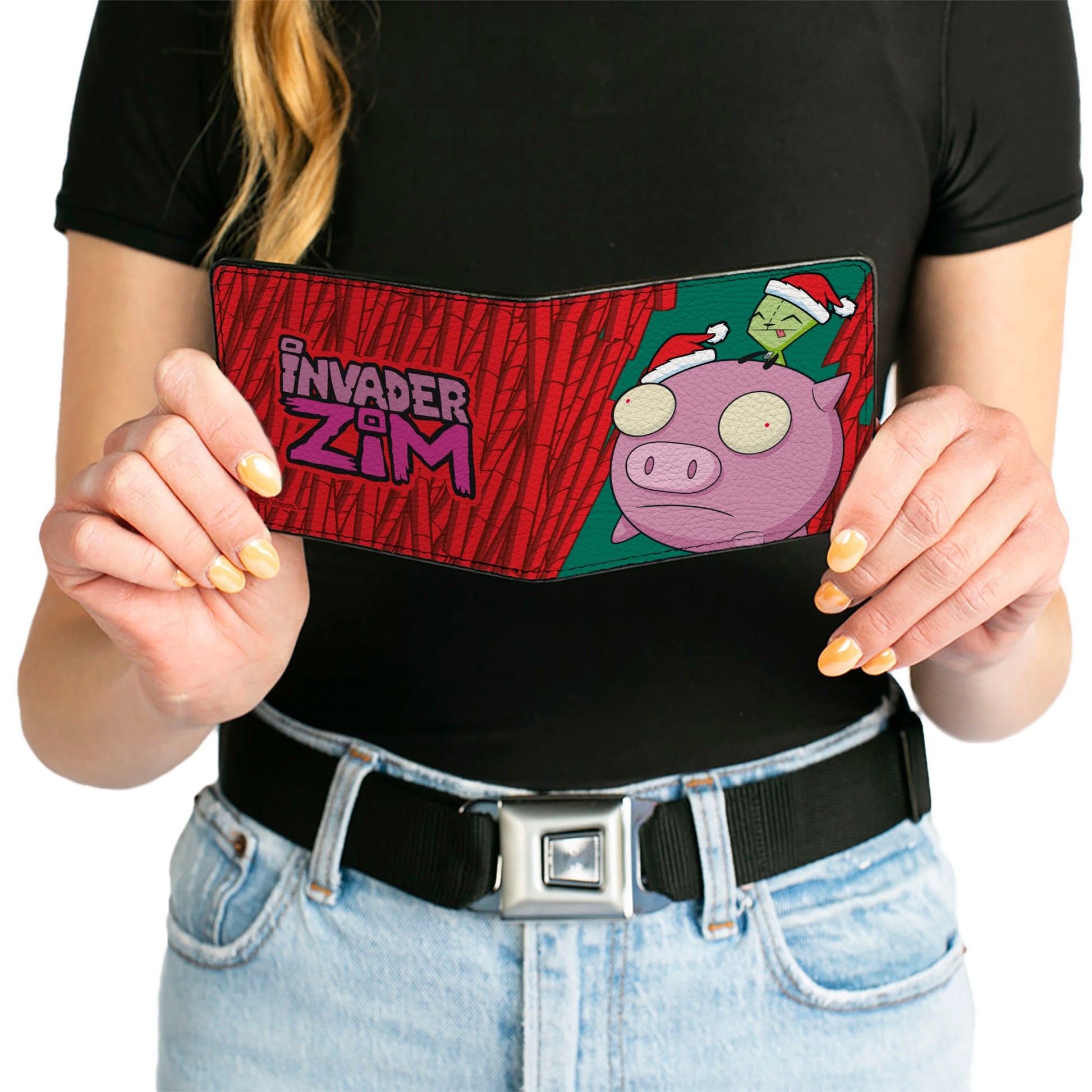 Bi-Fold Wallet - Holiday INVADER ZIM Santa GIR and Santa Piggy Flying Red/Green Bi-Fold Wallets Invader Zim