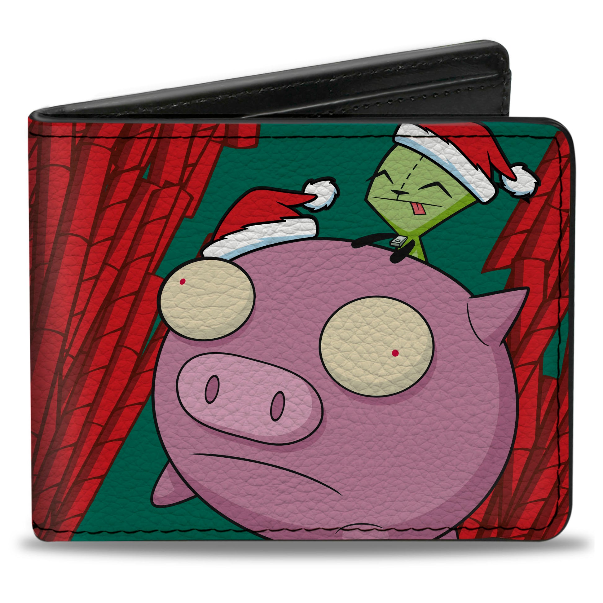 Bi-Fold Wallet - Holiday INVADER ZIM Santa GIR and Santa Piggy Flying Red/Green Bi-Fold Wallets Invader Zim