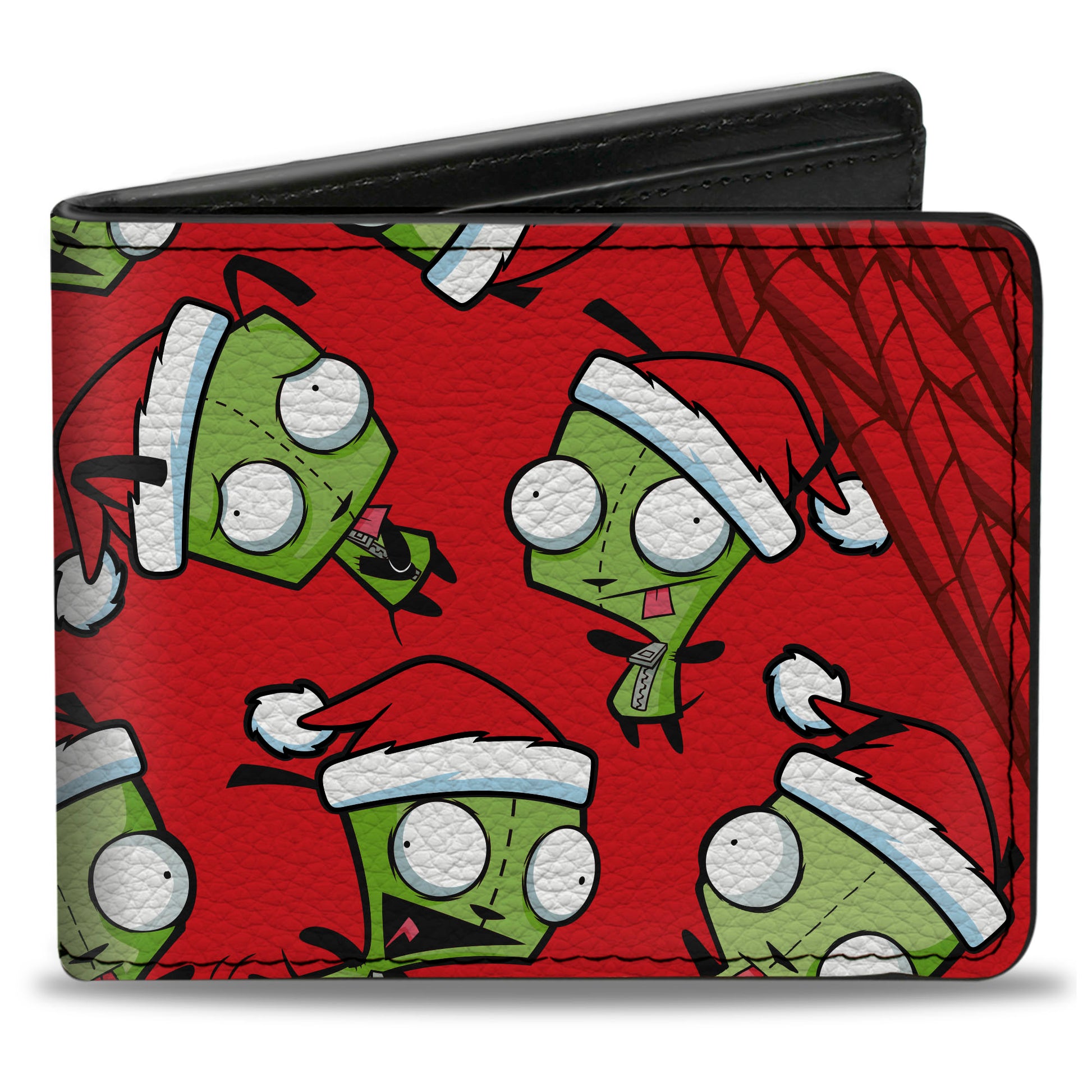 Bi-Fold Wallet - Holiday INVADER ZIM Santa GIR Poses Scattered and Title Logo Red Bi-Fold Wallets Invader Zim
