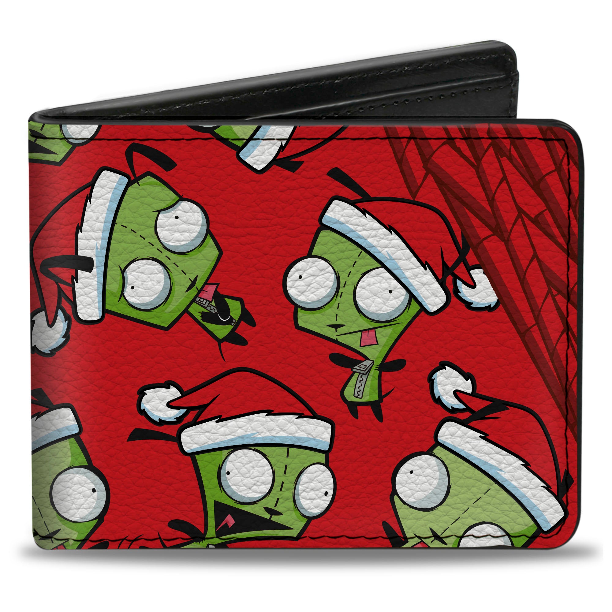 Bi-Fold Wallet - Holiday INVADER ZIM Santa GIR Poses Scattered and Title Logo Red Bi-Fold Wallets Invader Zim