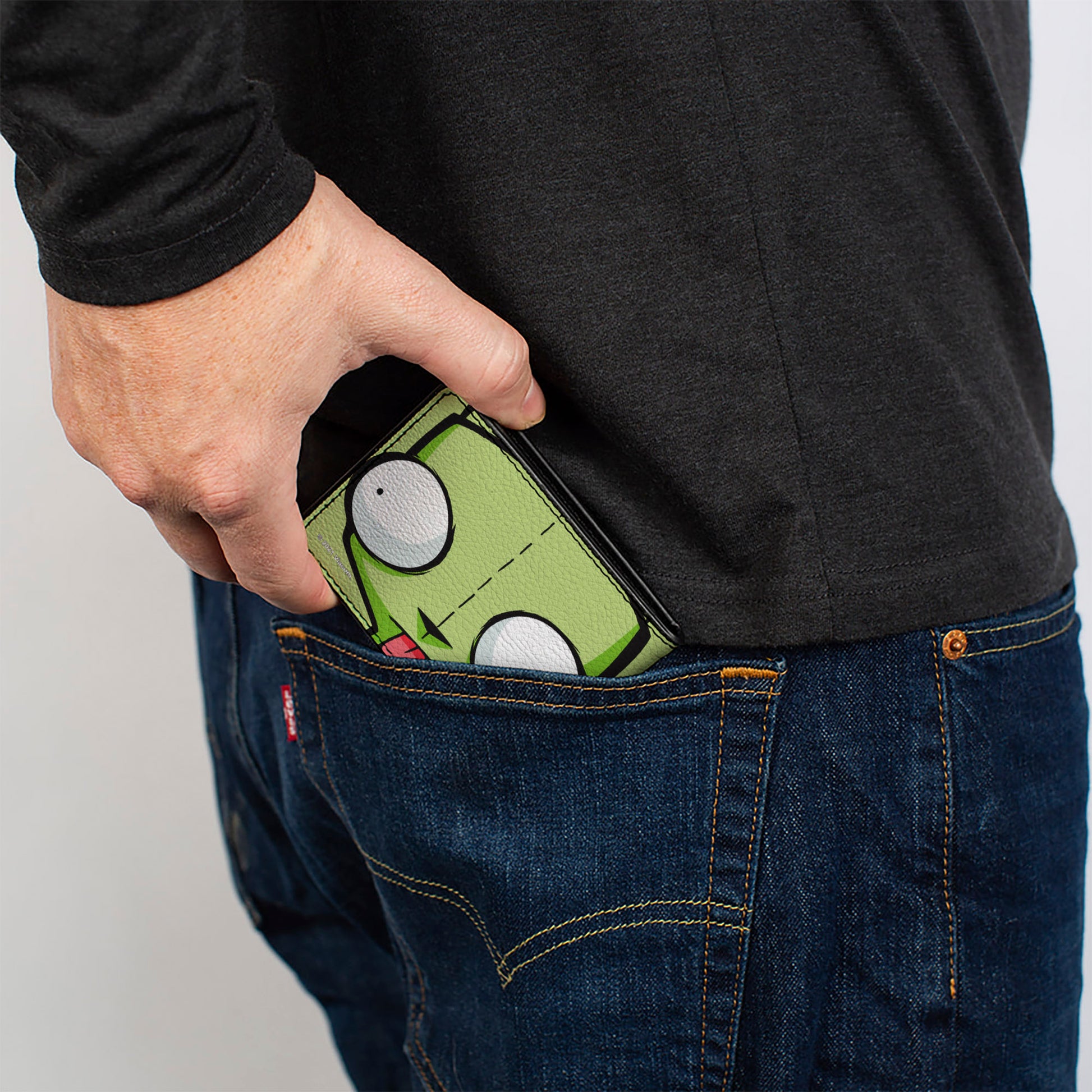 Bi-Fold Wallet - Invader Zim GIR Face Close-Up Greens Bi-Fold Wallets Invader Zim