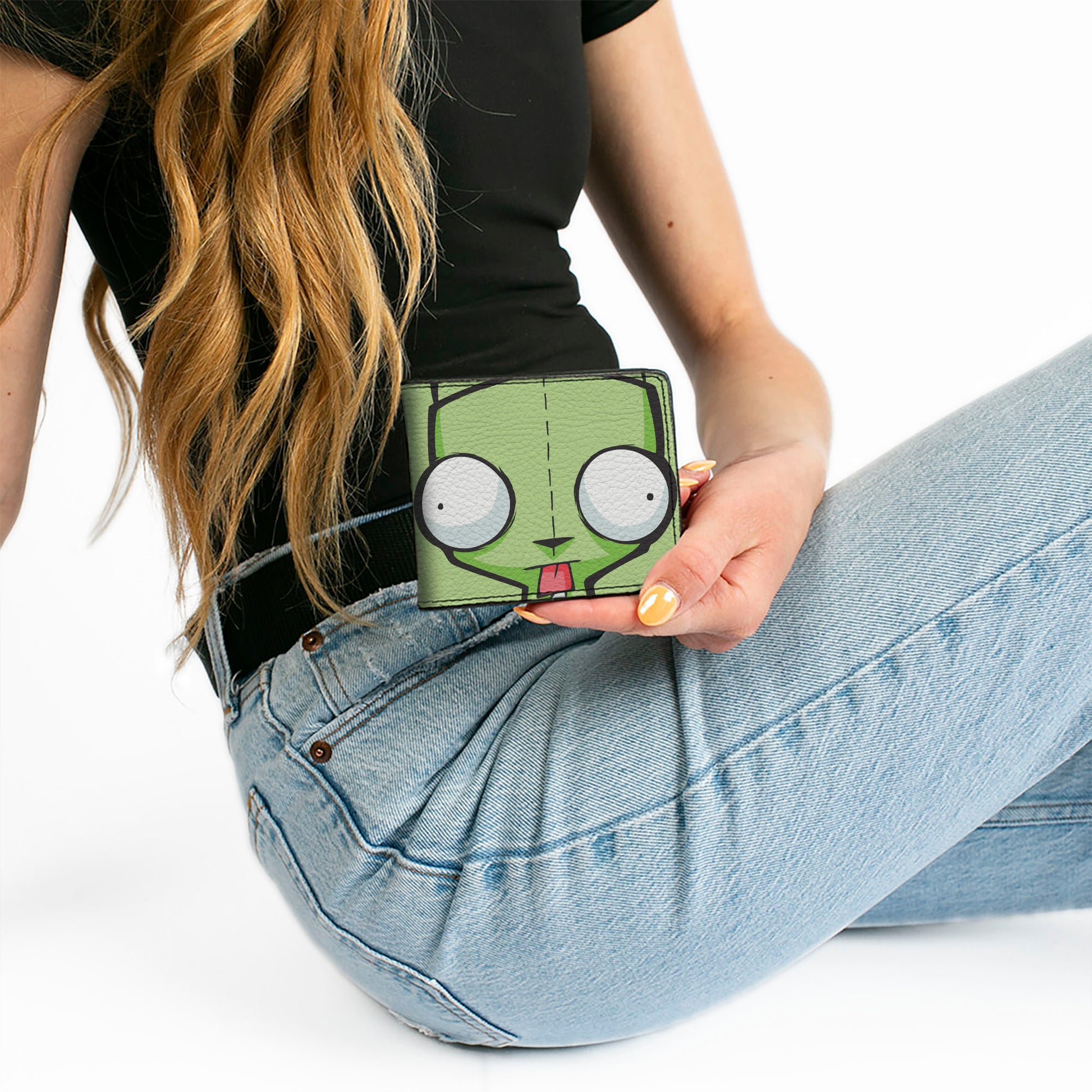 Bi-Fold Wallet - Invader Zim GIR Face Close-Up Greens Bi-Fold Wallets Invader Zim