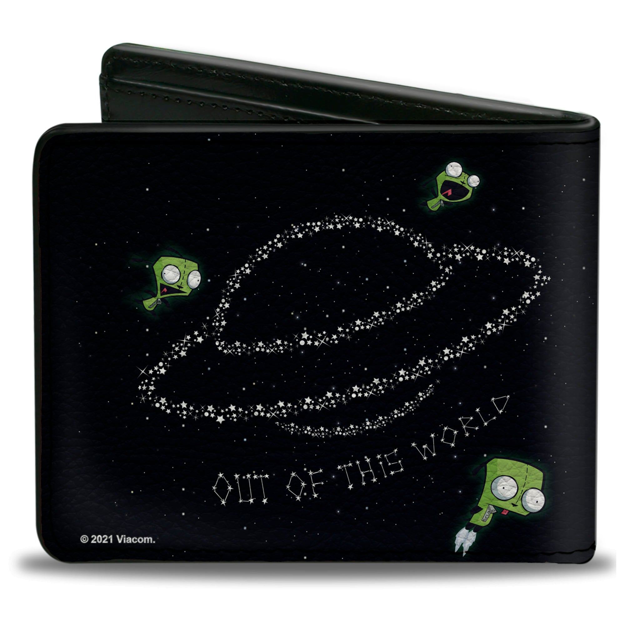 Bi-Fold Wallet - Invader Zim GIR OUT OF THIS WORLD Star Spaceship Poses Black/White Bi-Fold Wallets Invader Zim