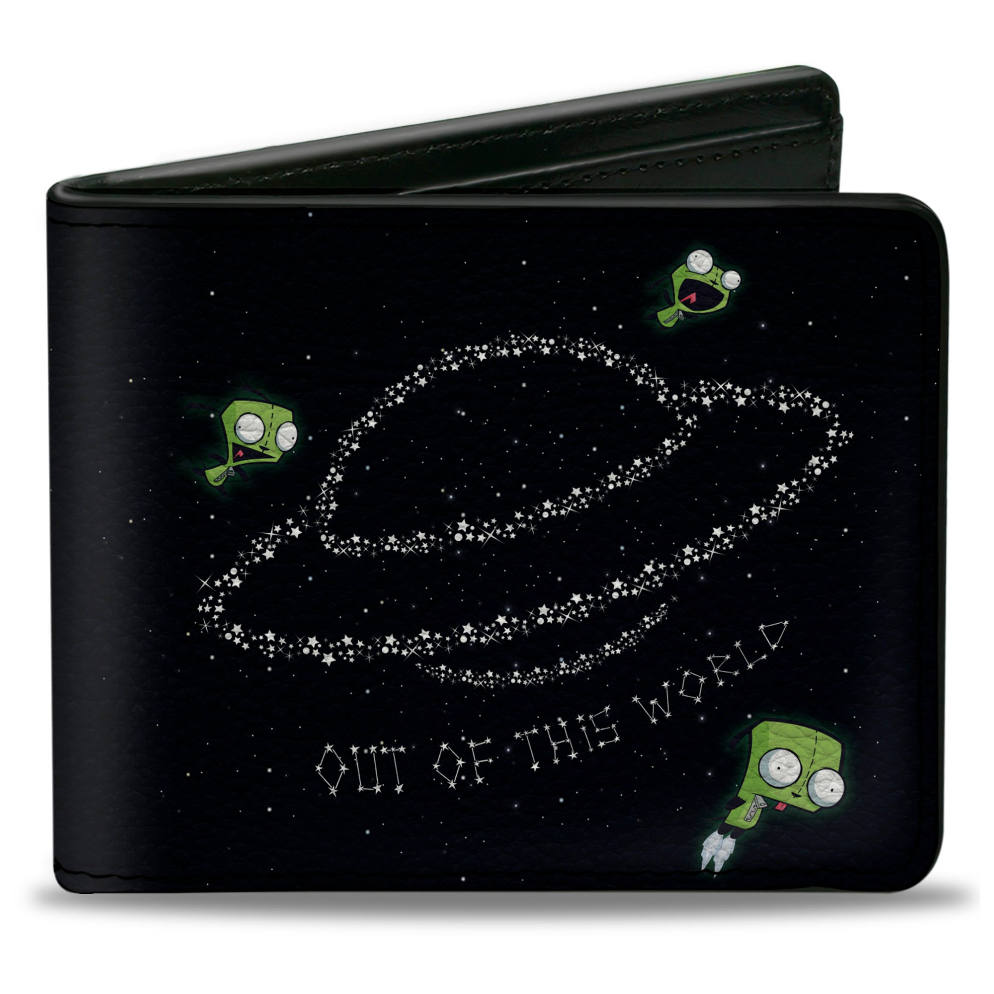 Bi-Fold Wallet - Invader Zim GIR OUT OF THIS WORLD Star Spaceship Poses Black/White Bi-Fold Wallets Invader Zim