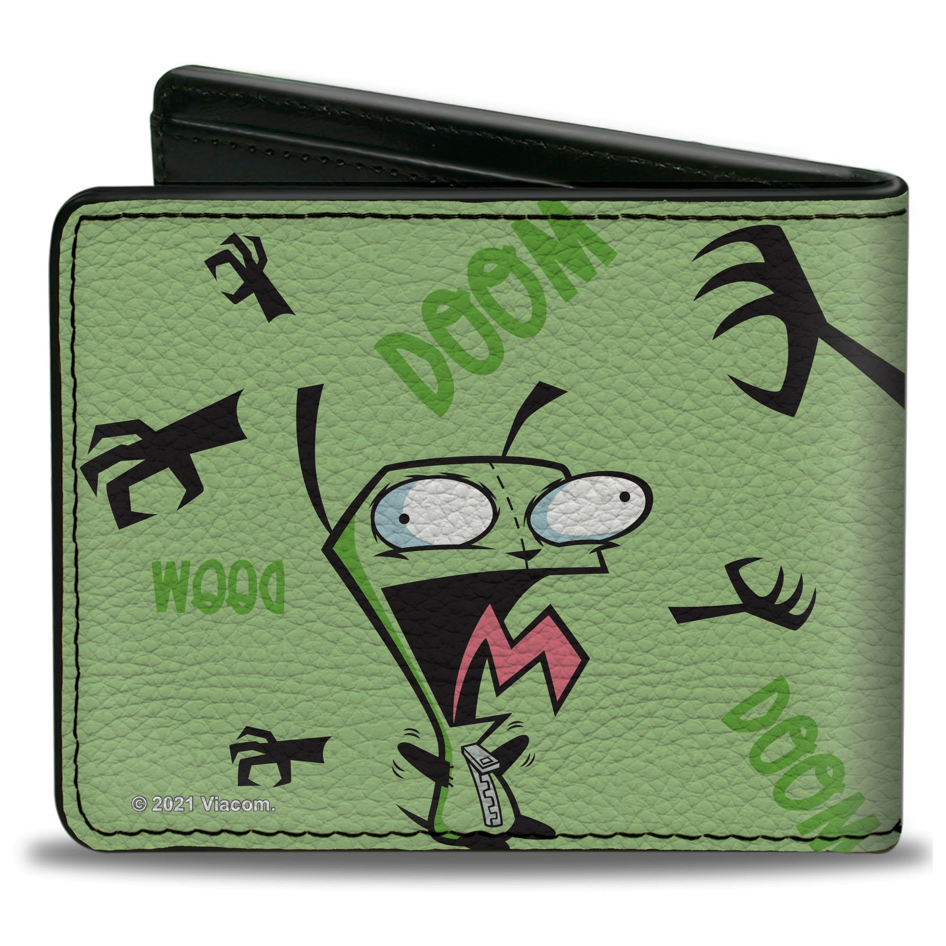 Bi-Fold Wallet - Invader Zim GIR Screaming DOOM Pose Greens Bi-Fold Wallets Invader Zim