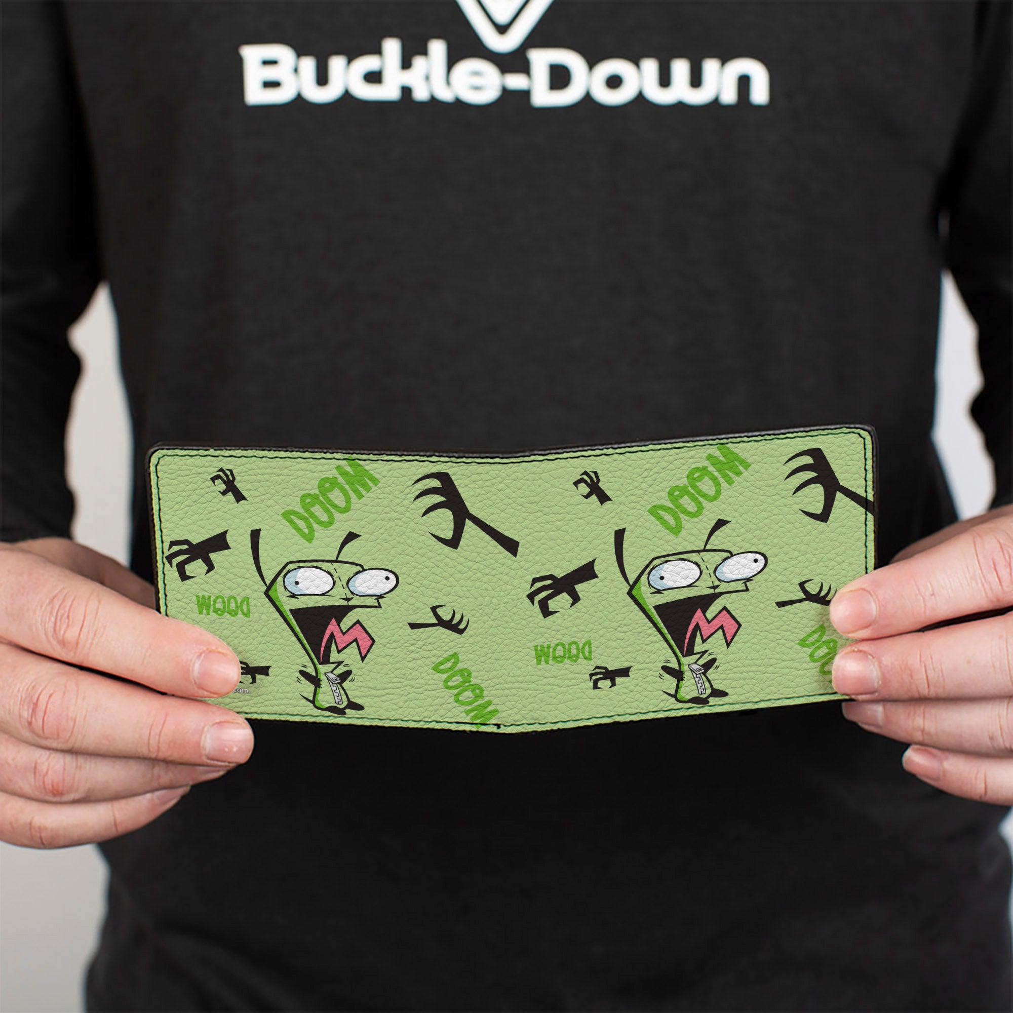 Bi-Fold Wallet - Invader Zim GIR Screaming DOOM Pose Greens Bi-Fold Wallets Invader Zim