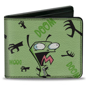 Bi-Fold Wallet - Invader Zim GIR Screaming DOOM Pose Greens Bi-Fold Wallets Invader Zim