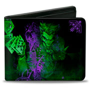 Bi-Fold Wallet - THE JOKER Card Flipping Poses Black Greens Purples Bi-Fold Wallets DC Comics