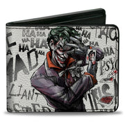 Bi-Fold Wallet - Joker BRILLIANT-TWISTED-INSANE-MAD PSYCHO Pose Cards White Grays Bi-Fold Wallets DC Comics