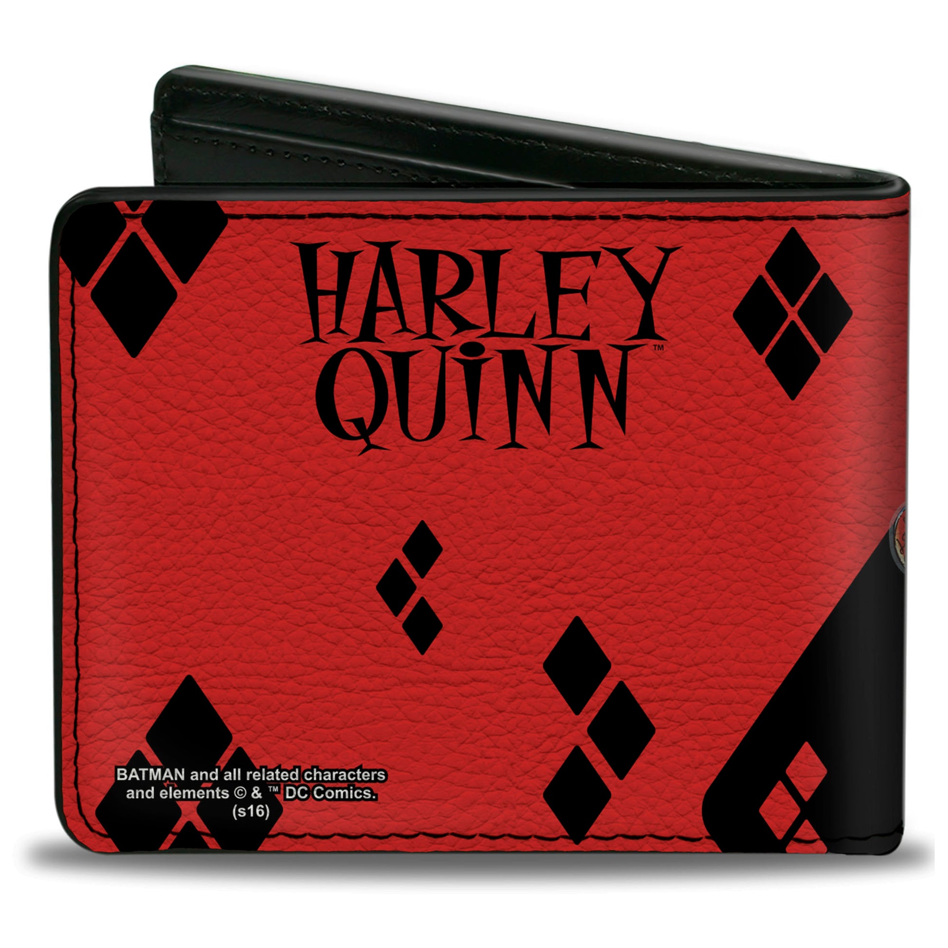 Bi-Fold Wallet - Harley Quinn Issue #20 LA Baseball Cover Pose Diamonds Black Red Bi-Fold Wallets DC Comics