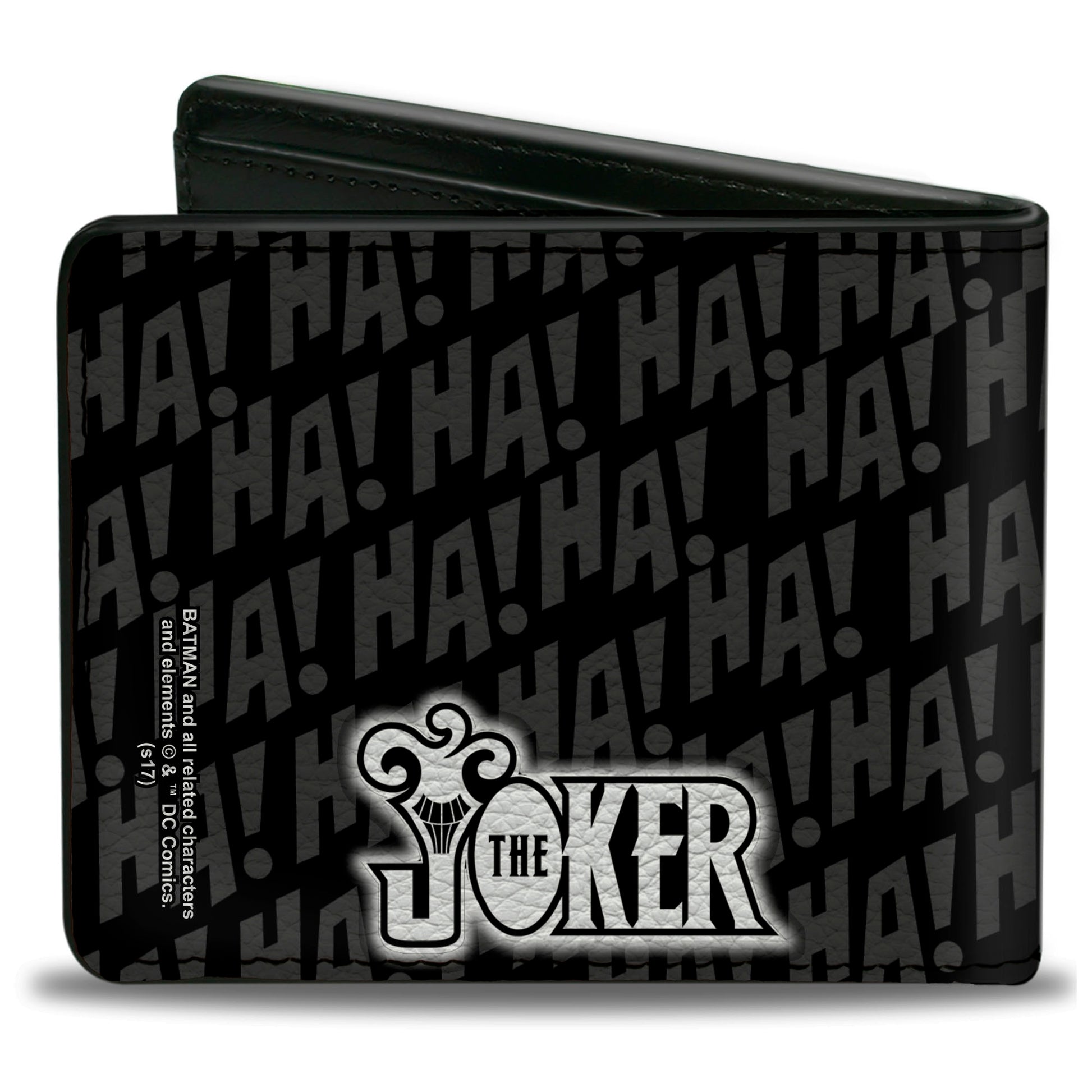 Bi-Fold Wallet - THE JOKER Wine Glass Pose HA! HA! Black Grays White Bi-Fold Wallets DC Comics