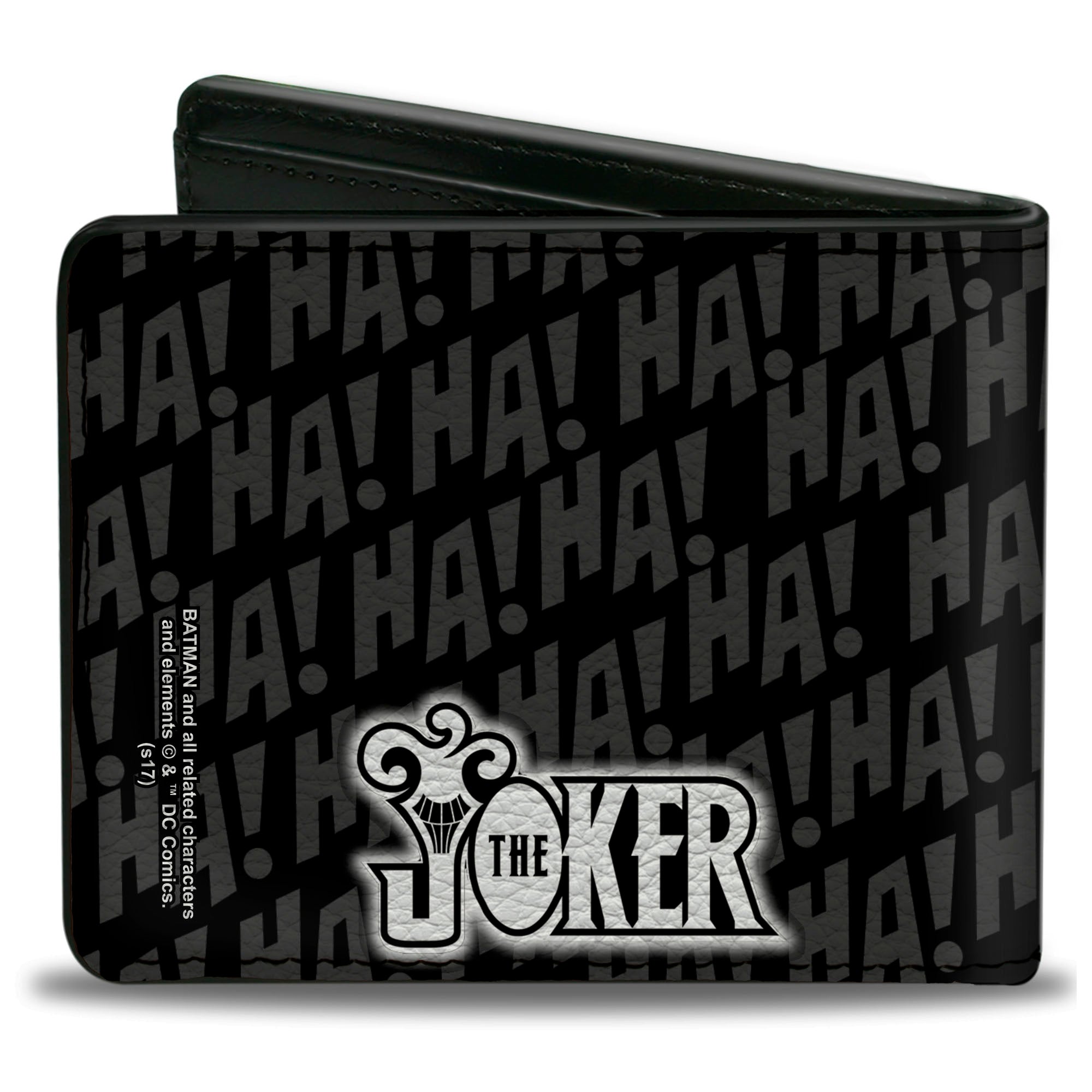 Bi-Fold Wallet - THE JOKER Wine Glass Pose HA! HA! Black Grays White Bi-Fold Wallets DC Comics