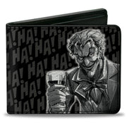 Bi-Fold Wallet - THE JOKER Wine Glass Pose HA! HA! Black Grays White Bi-Fold Wallets DC Comics