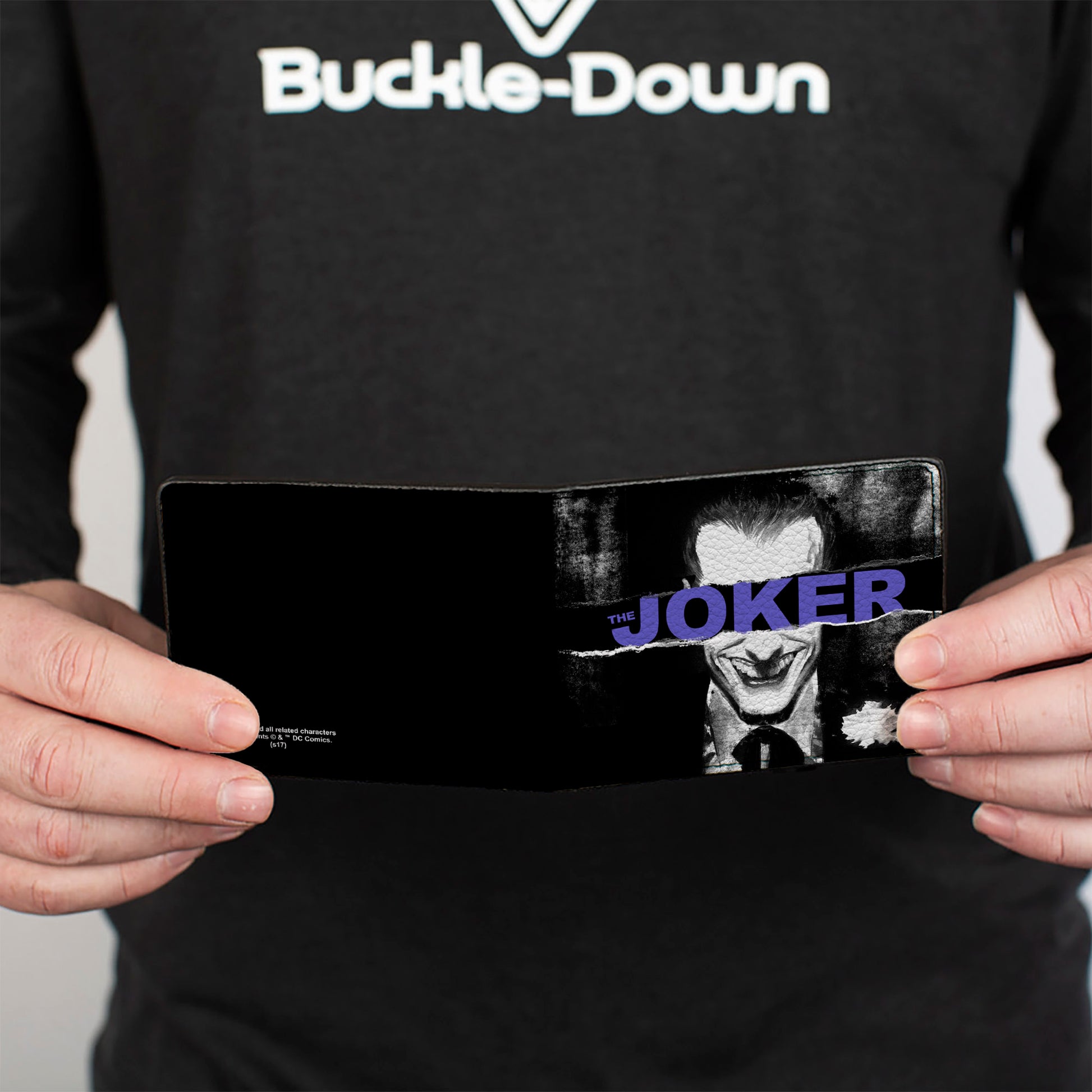 Bi-Fold Wallet - THE JOKER Sliced Portrait Black Grays Purple Bi-Fold Wallets DC Comics
