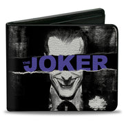 Bi-Fold Wallet - THE JOKER Sliced Portrait Black Grays Purple Bi-Fold Wallets DC Comics
