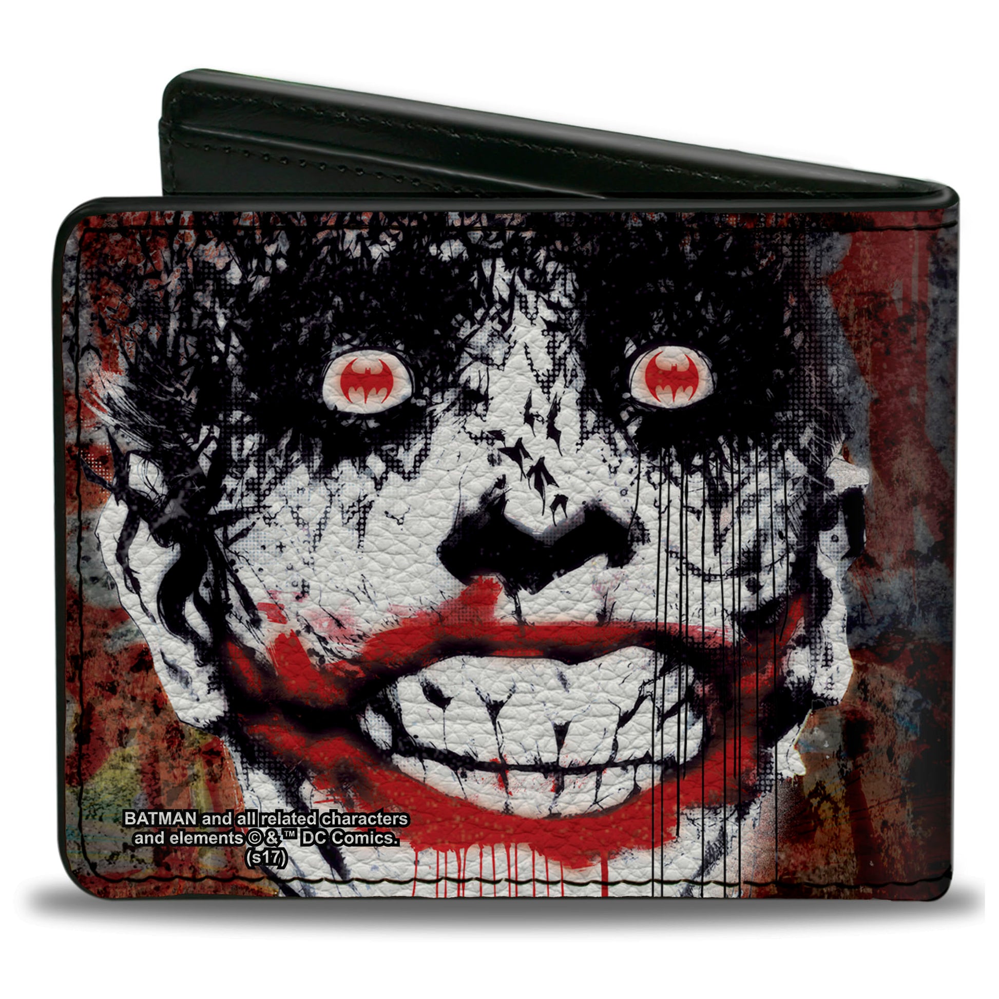 Bi-Fold Wallet - Detective Comics #880 Joker Bat Face Cover Splatter Multi Color White Black Red Bi-Fold Wallets DC Comics