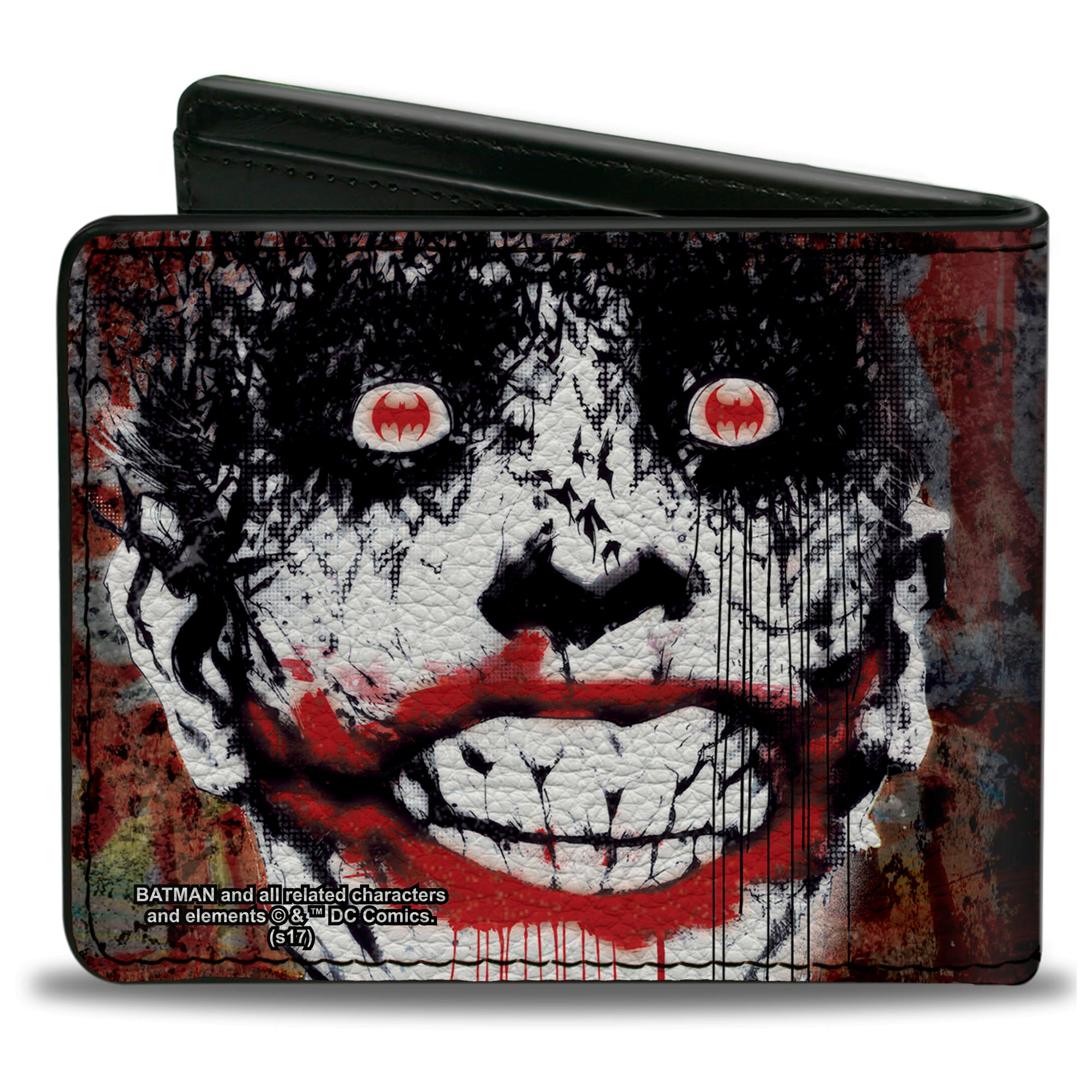 Bi-Fold Wallet - Detective Comics #880 Joker Bat Face Cover Splatter Multi Color White Black Red Bi-Fold Wallets DC Comics