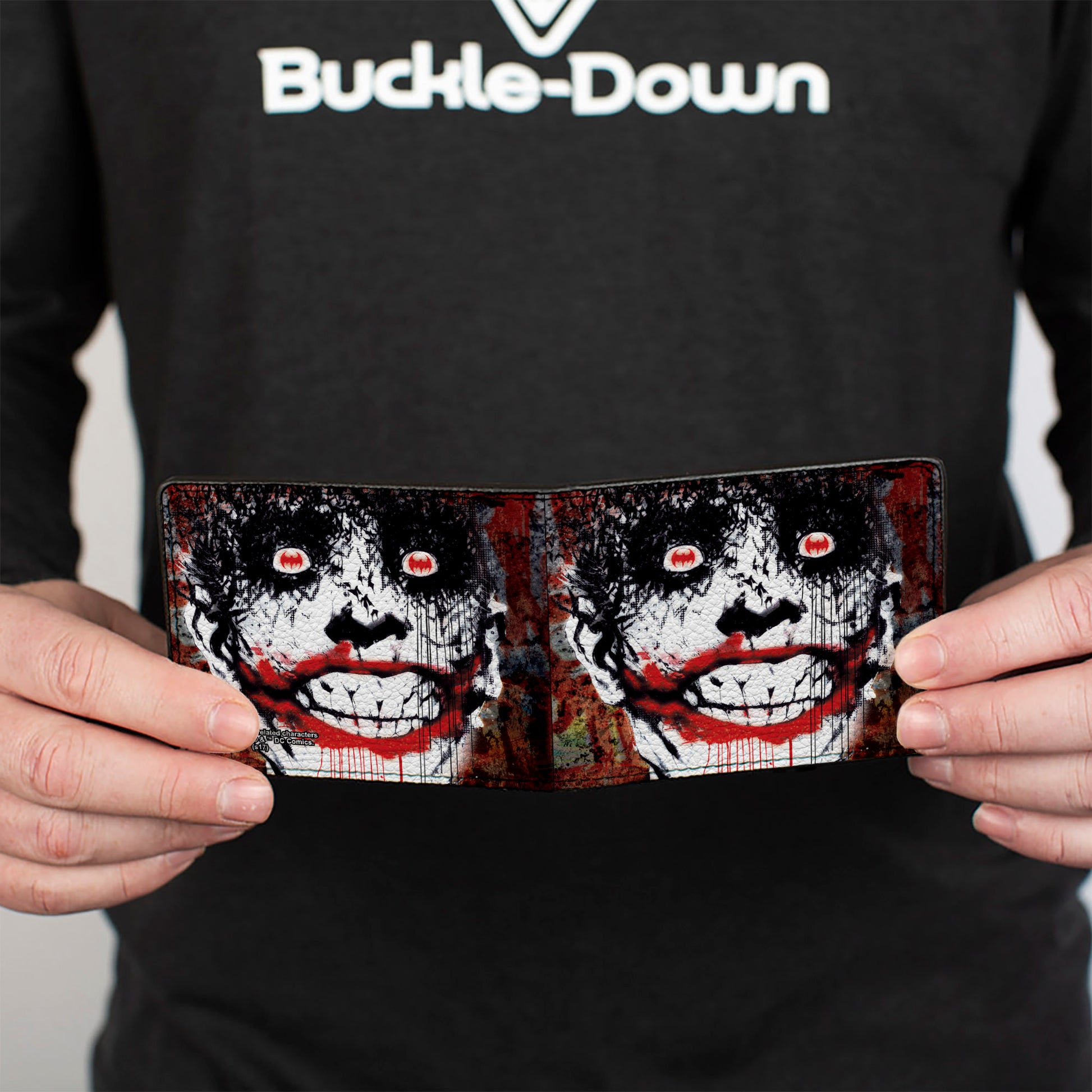 Bi-Fold Wallet - Detective Comics #880 Joker Bat Face Cover Splatter Multi Color White Black Red Bi-Fold Wallets DC Comics