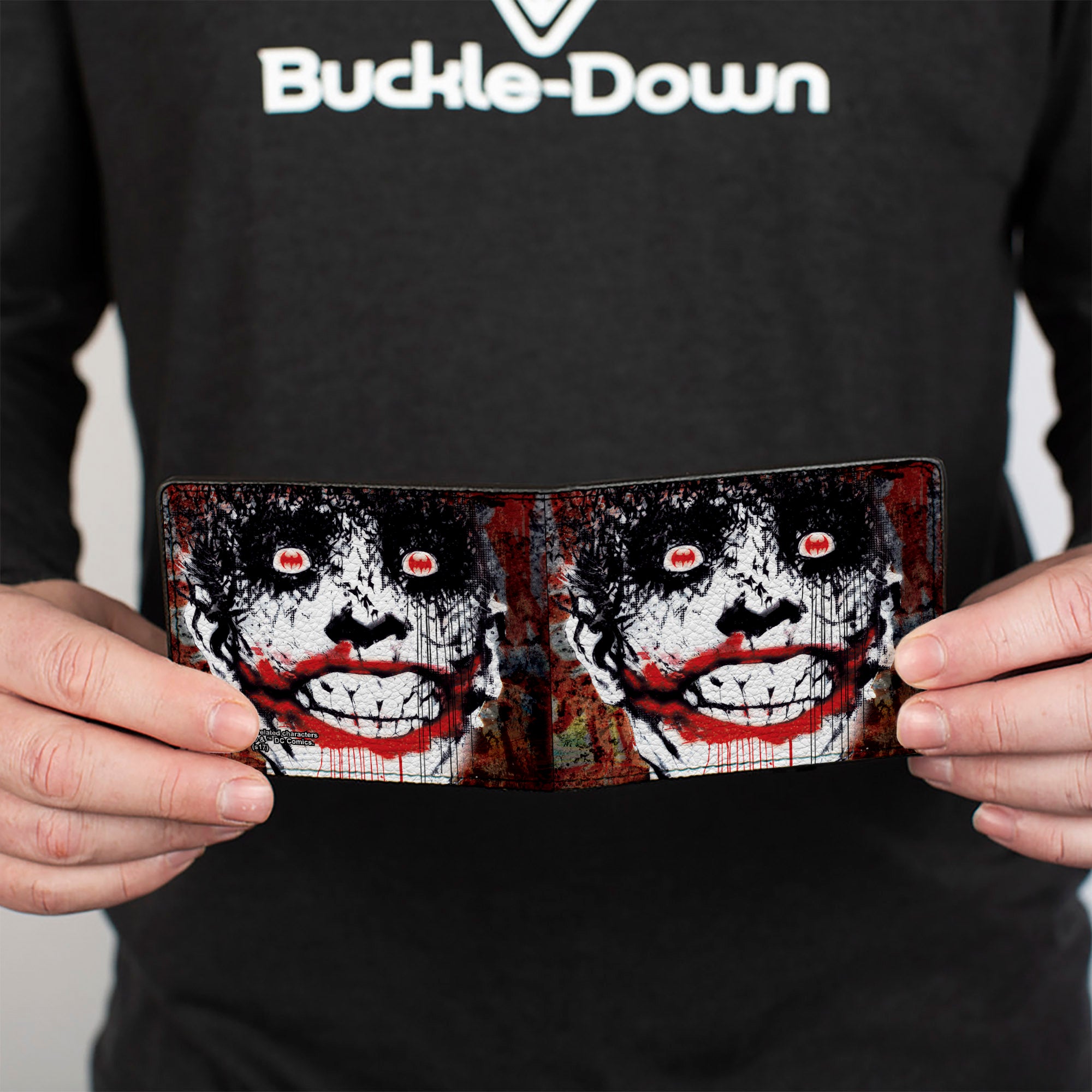 Bi-Fold Wallet - Detective Comics #880 Joker Bat Face Cover Splatter Multi Color White Black Red Bi-Fold Wallets DC Comics
