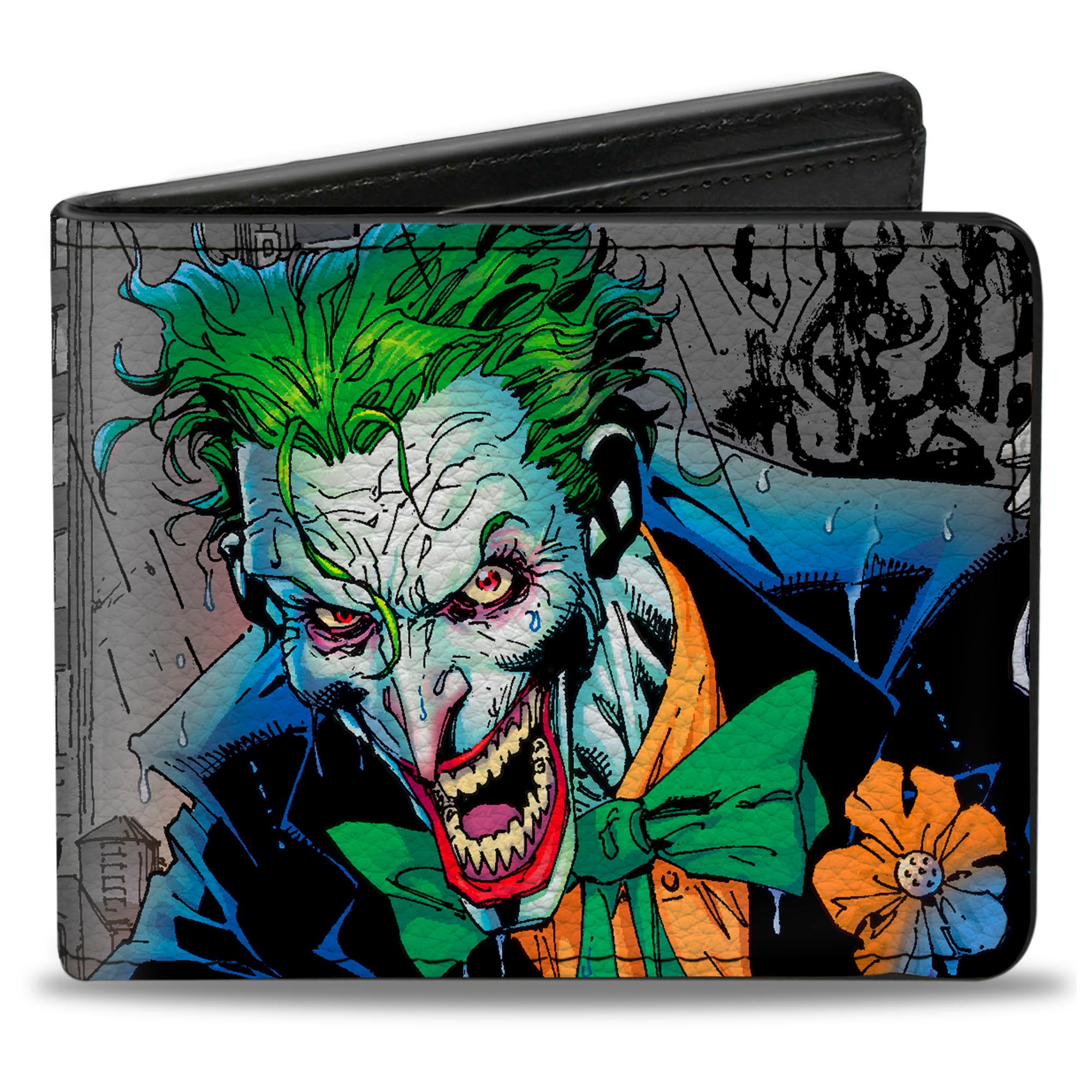 Bi-Fold Wallet - Joker Smiling Gun BANG Alley Pose CLOSE-UP Bi-Fold Wallets DC Comics