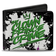 Bi-Fold Wallet - Joker THE CLOWN PRINCE OF CRIME + Flower Squirting Pose Black White Green Bi-Fold Wallets DC Comics
