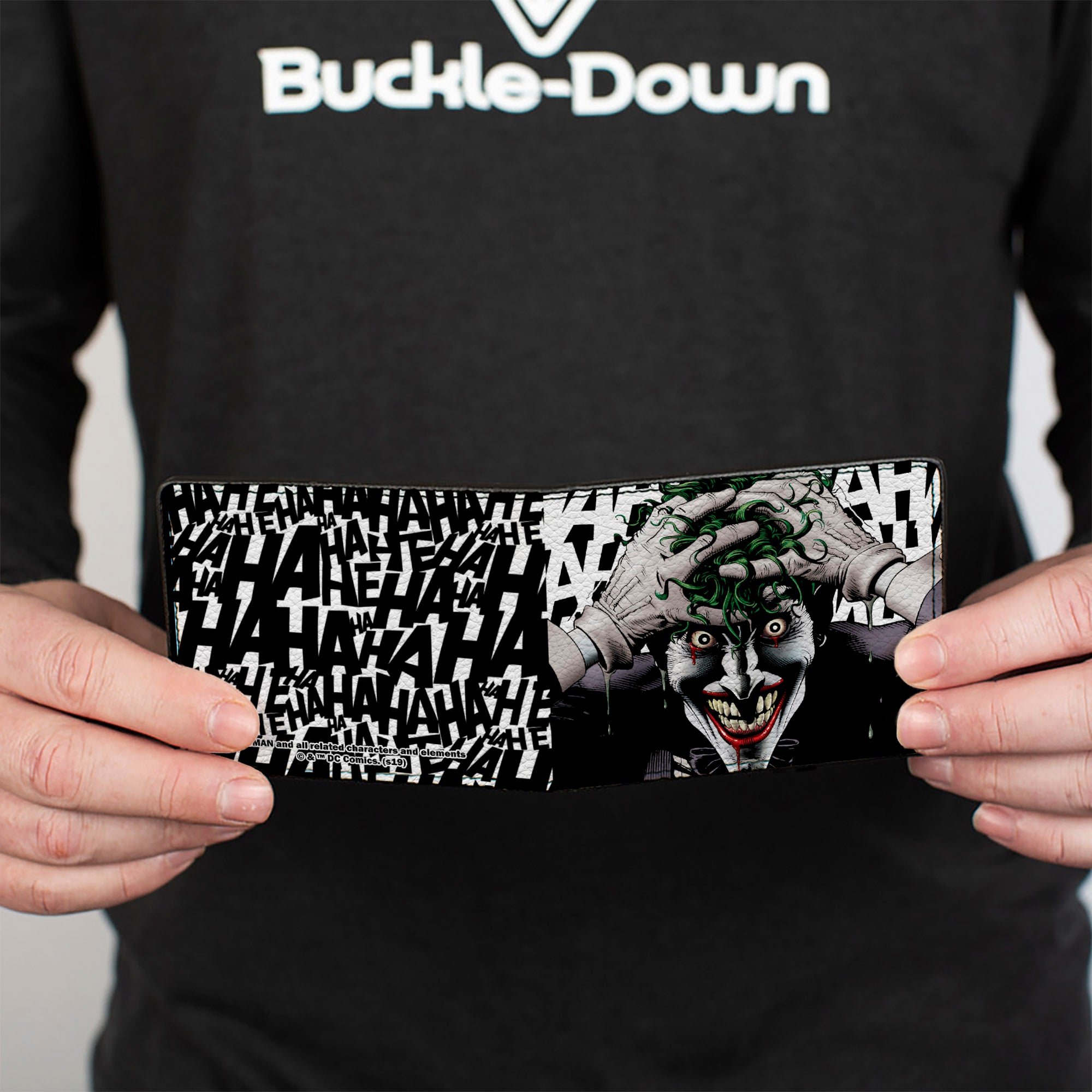 Bi-Fold Wallet - Joker The Killing Joke Holding Head Pose HAHAHA White Black Bi-Fold Wallets DC Comics