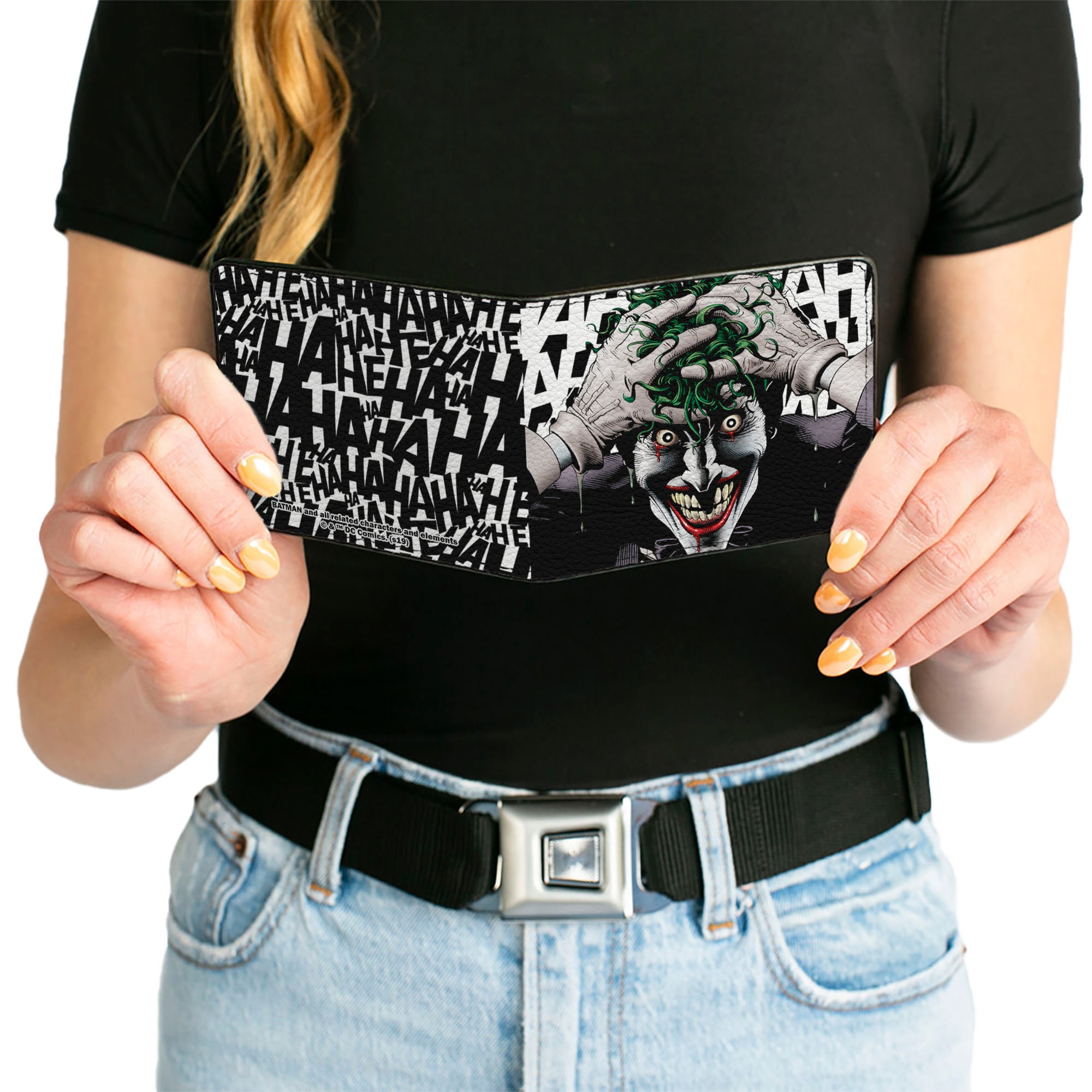 Bi-Fold Wallet - Joker The Killing Joke Holding Head Pose HAHAHA White Black Bi-Fold Wallets DC Comics