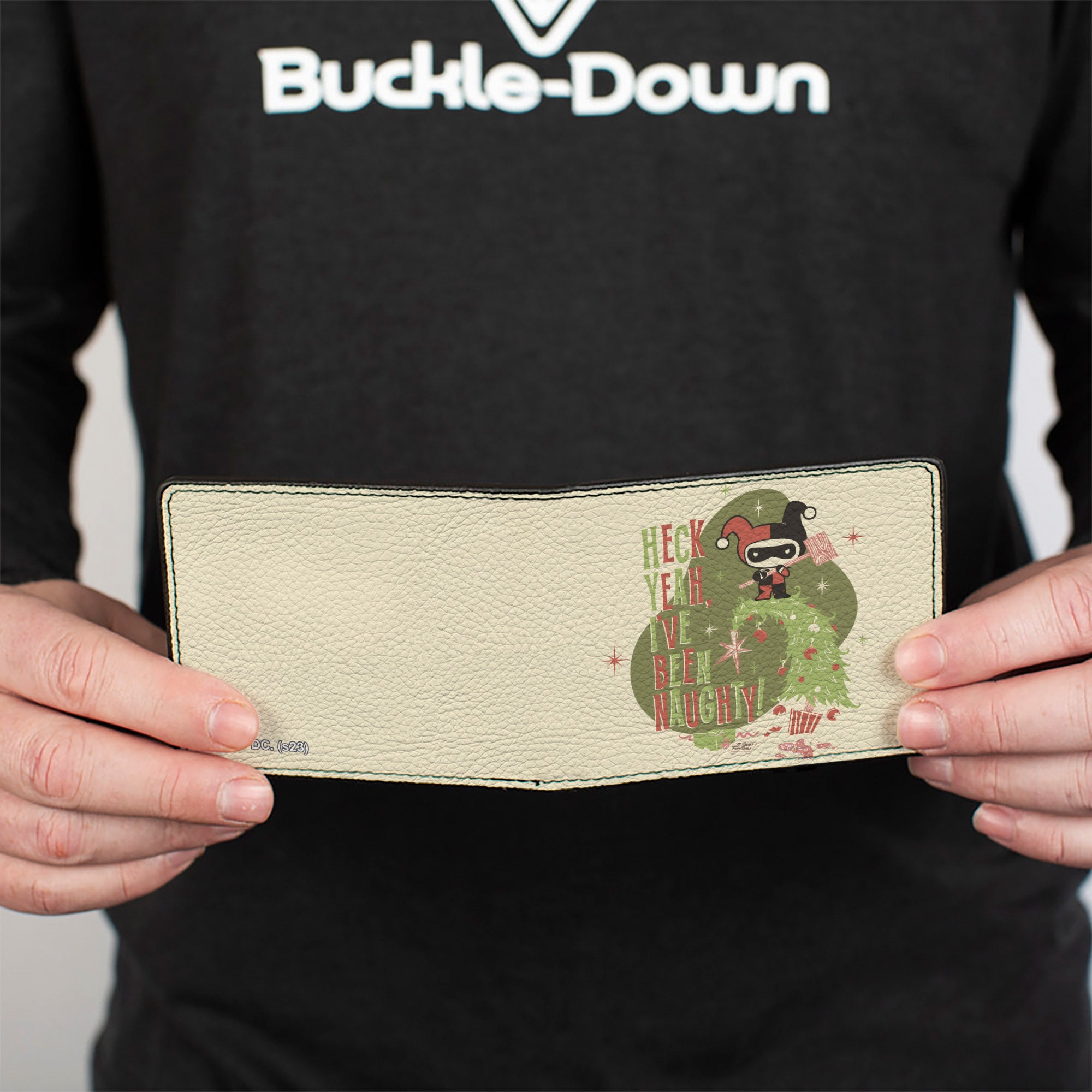 Bi-Fold Wallet - Chibi Harley Quinn Holiday Christmas HECK YEAH I'VE BEEN NAUGHTY Pose Bi-Fold Wallets DC Comics