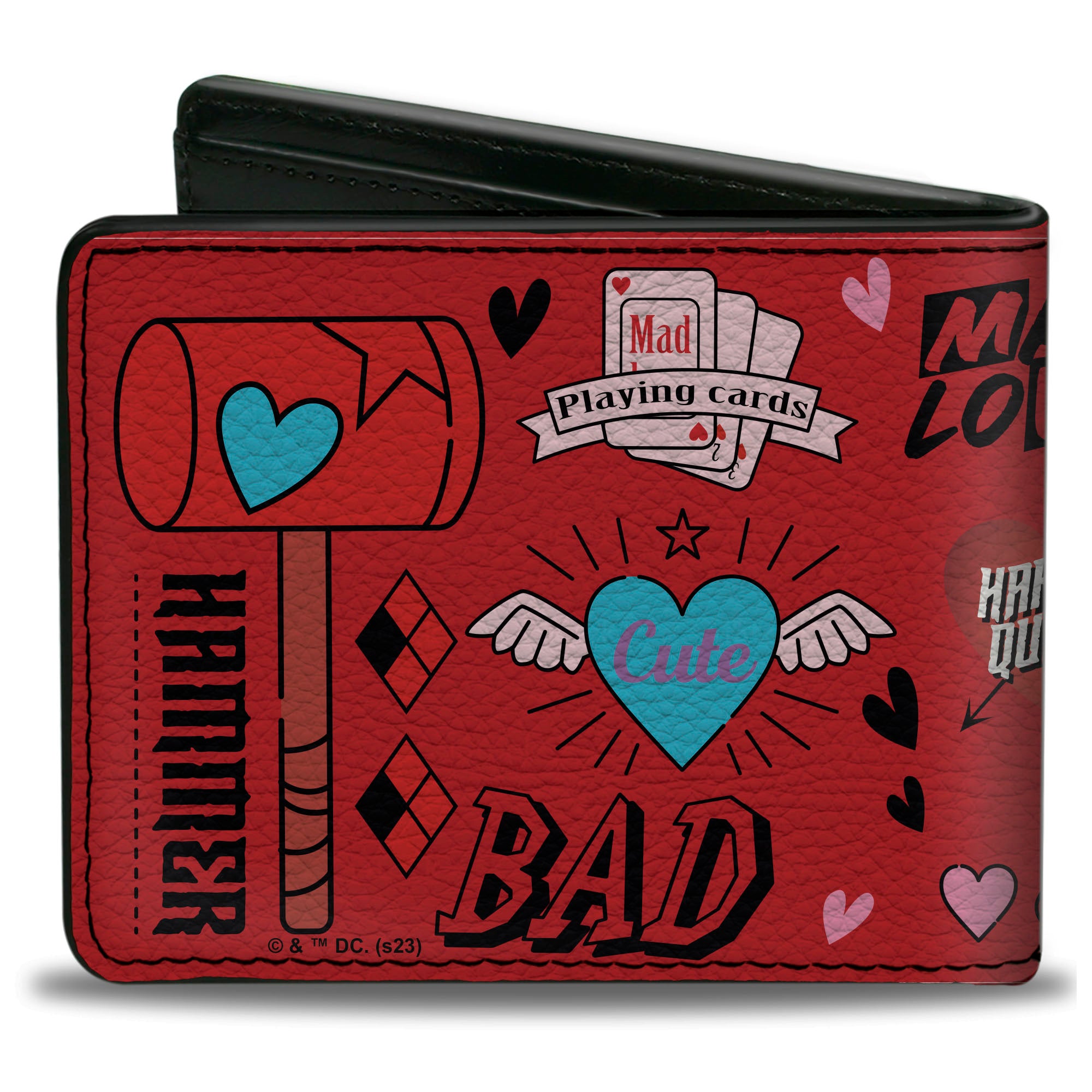 Bi-Fold Wallet - Harley Quinn GOOD NIGHT Anime Pose and Icons Collage Red/Black Bi-Fold Wallets DC Comics