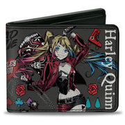Bi-Fold Wallet - Harley Quinn GOOD NIGHT Anime Pose and Icons Collage Red/Black Bi-Fold Wallets DC Comics