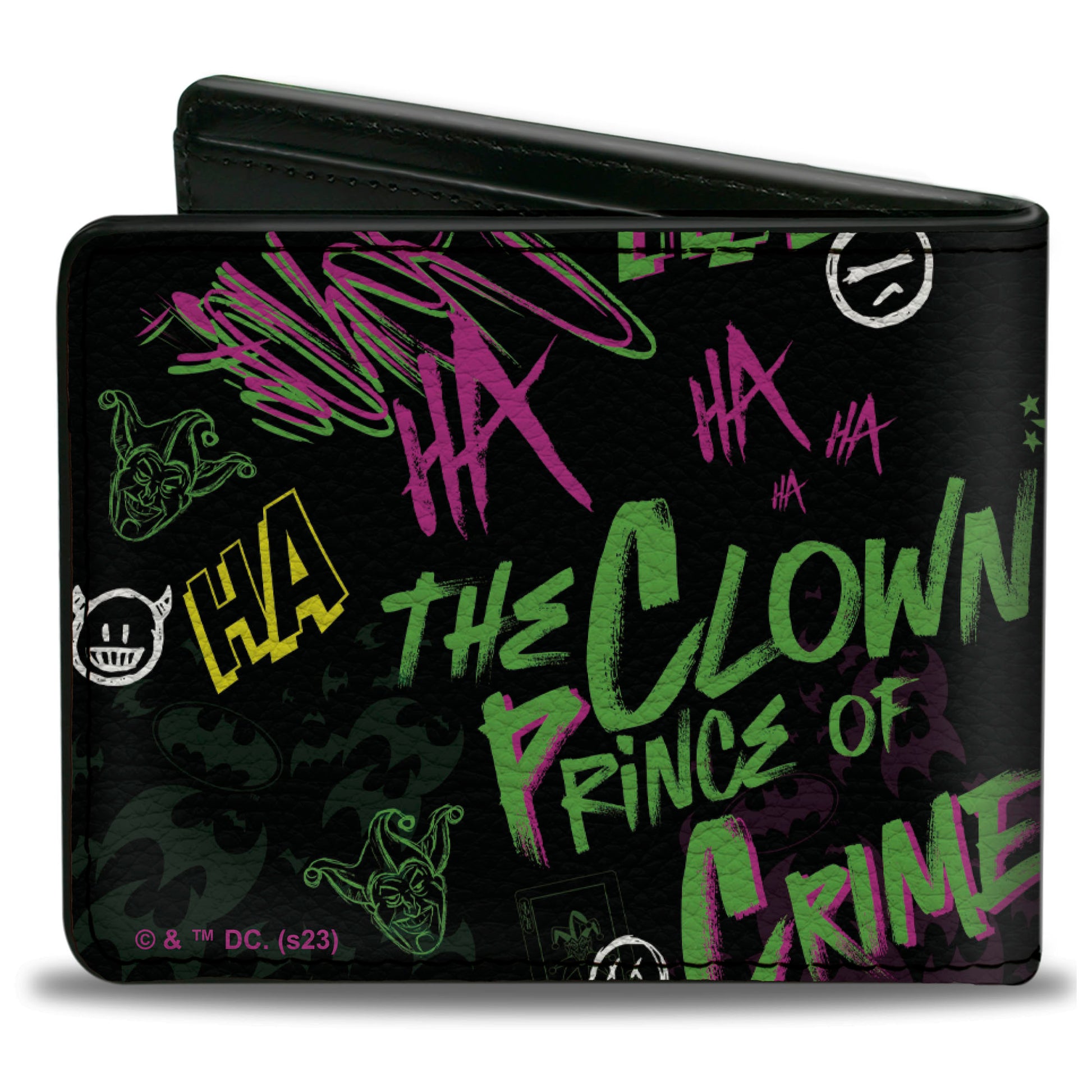 Bi-Fold Wallet - Joker THE CLOWN PRINCE OF CRIME Collage Black/Multi Neon Bi-Fold Wallets DC Comics