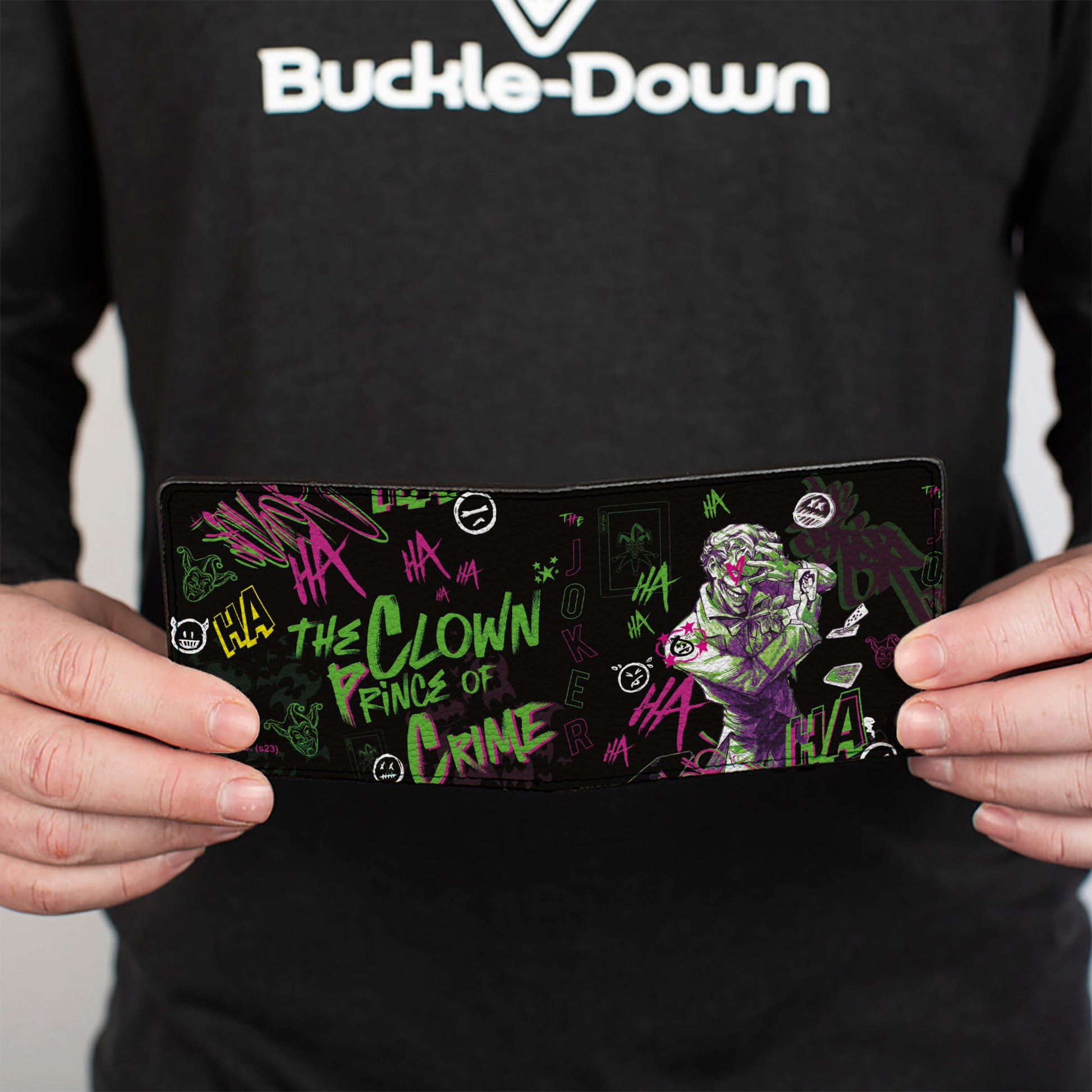 Bi-Fold Wallet - Joker THE CLOWN PRINCE OF CRIME Collage Black/Multi Neon Bi-Fold Wallets DC Comics