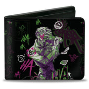 Bi-Fold Wallet - Joker THE CLOWN PRINCE OF CRIME Collage Black/Multi Neon Bi-Fold Wallets DC Comics