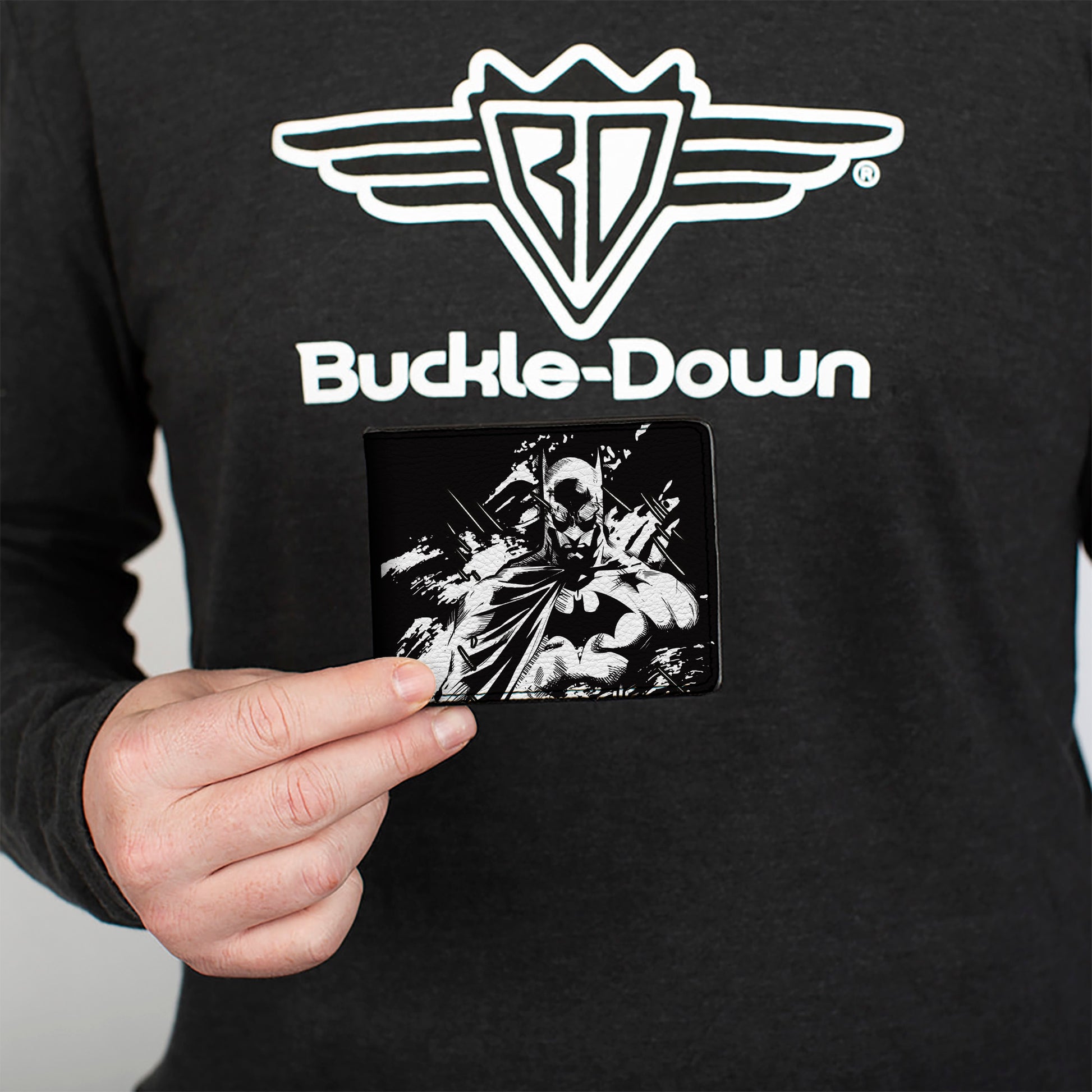 Bi-Fold Wallet - Batman the Dark Knight and Joker HA HA Smiling Sketch Poses Black/White Bi-Fold Wallets DC Comics