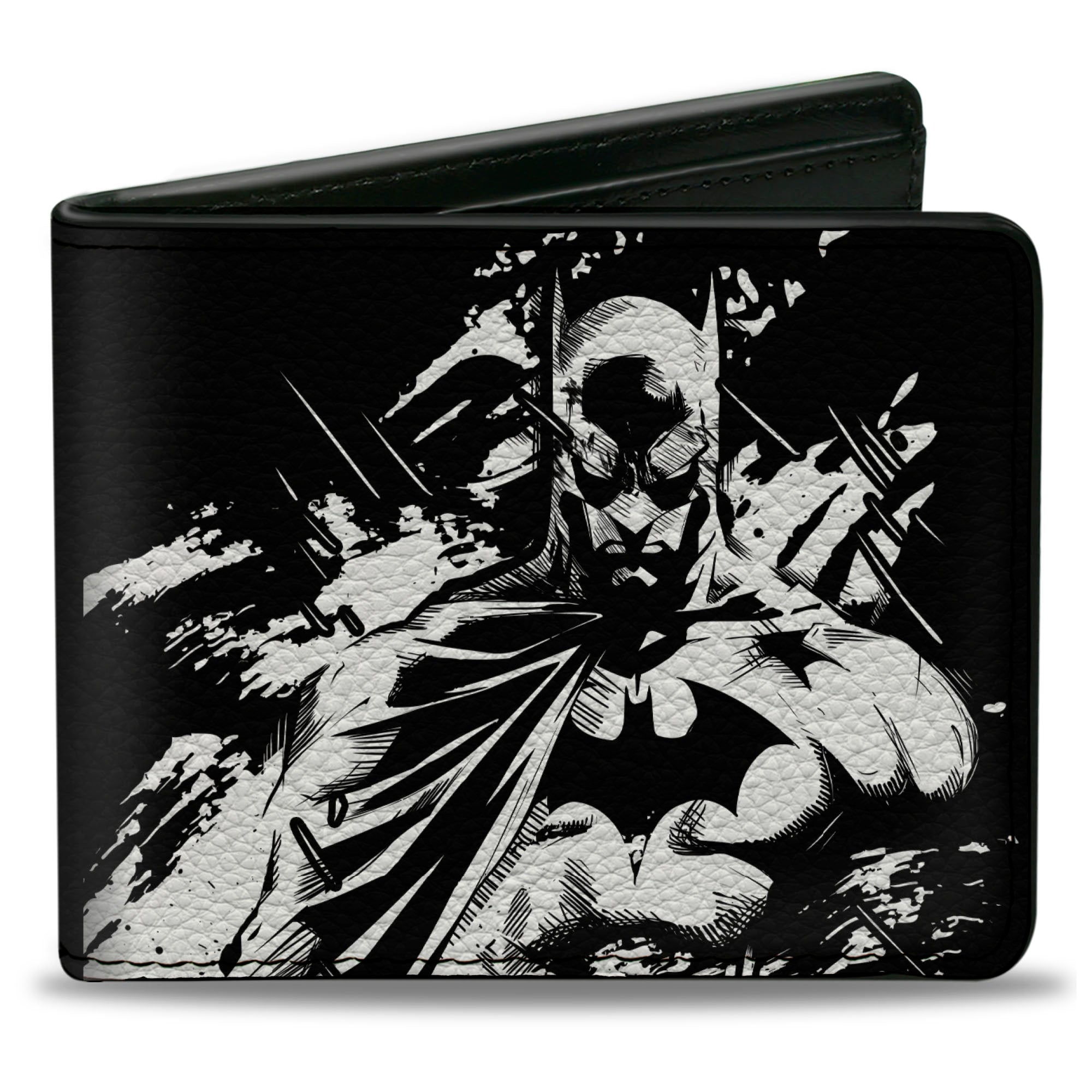 Bi-Fold Wallet - Batman the Dark Knight and Joker HA HA Smiling Sketch Poses Black/White Bi-Fold Wallets DC Comics