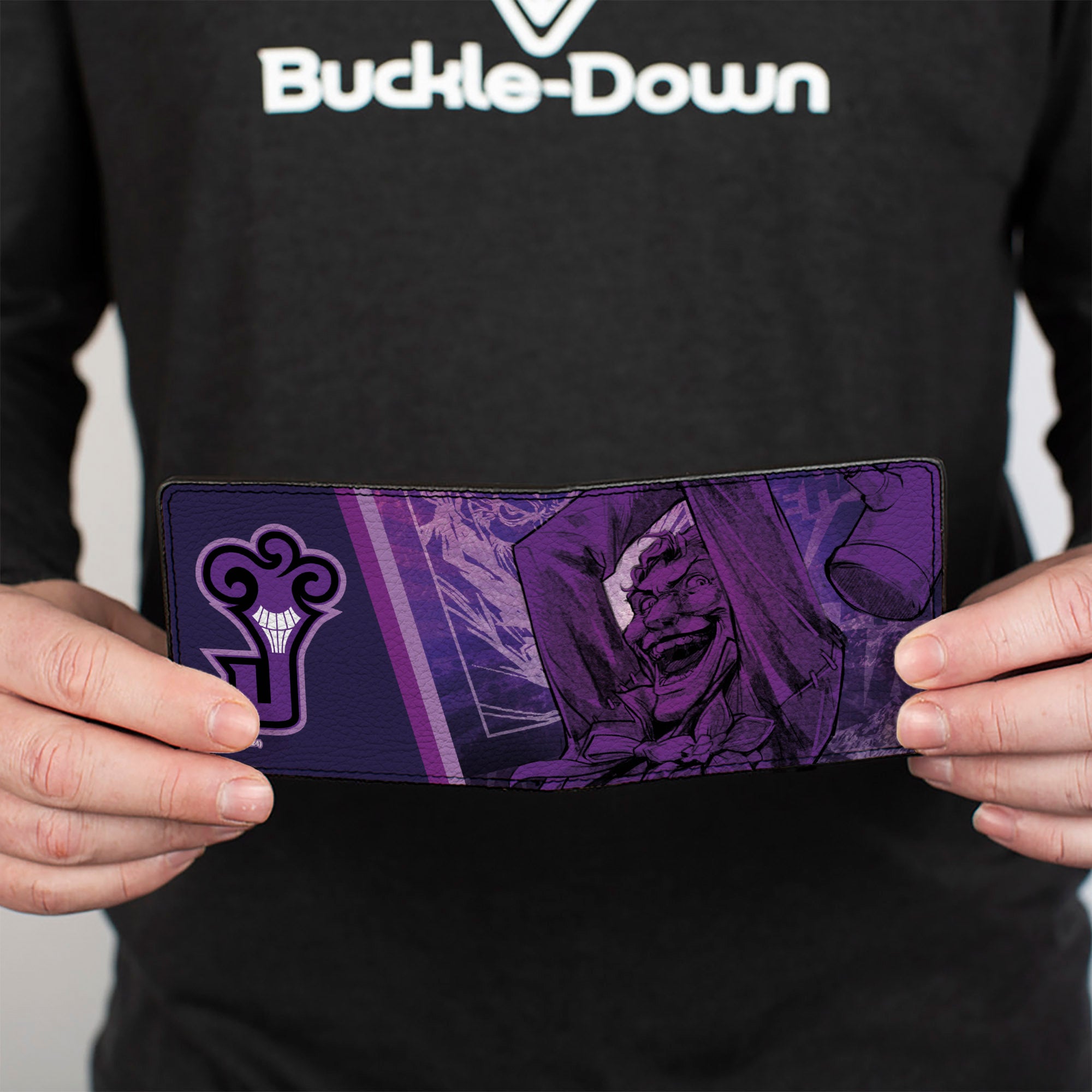 Bi-Fold Wallet - The Joker Hammer Pose and Logo Purples Bi-Fold Wallets DC Comics