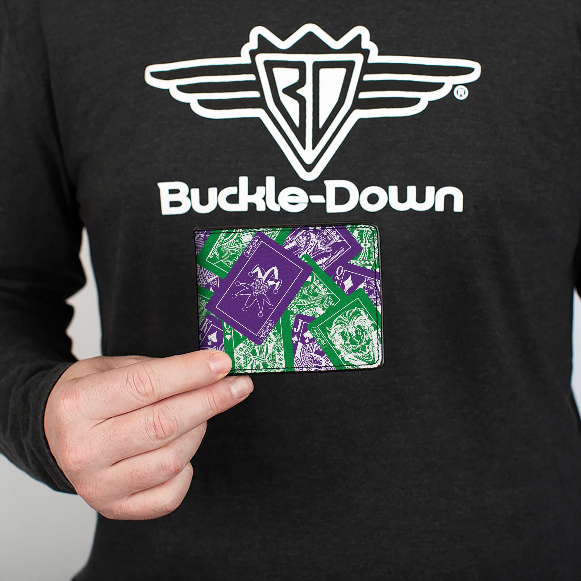 Bi-Fold Wallet - The Joker Deck of Cards Stacked Green/Purple/White Bi-Fold Wallets DC Comics