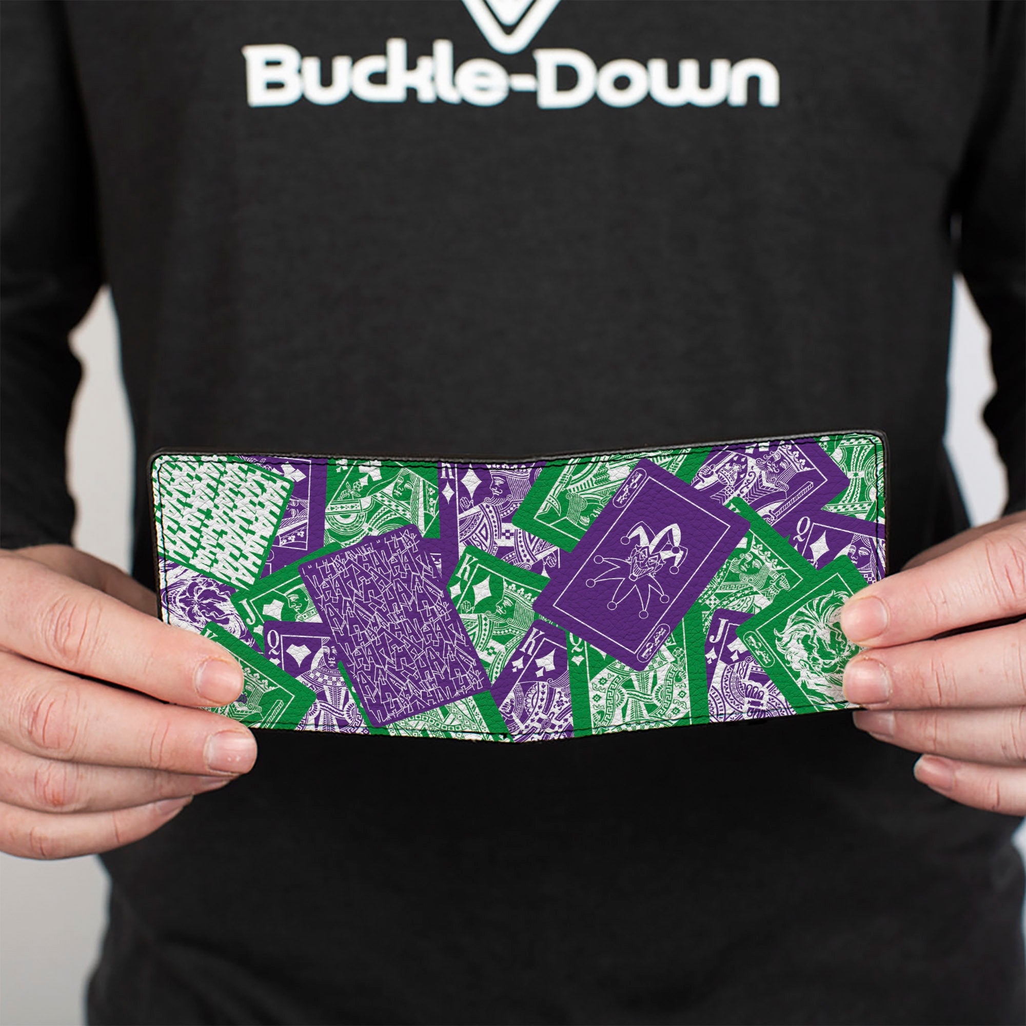 Bi-Fold Wallet - The Joker Deck of Cards Stacked Green/Purple/White Bi-Fold Wallets DC Comics