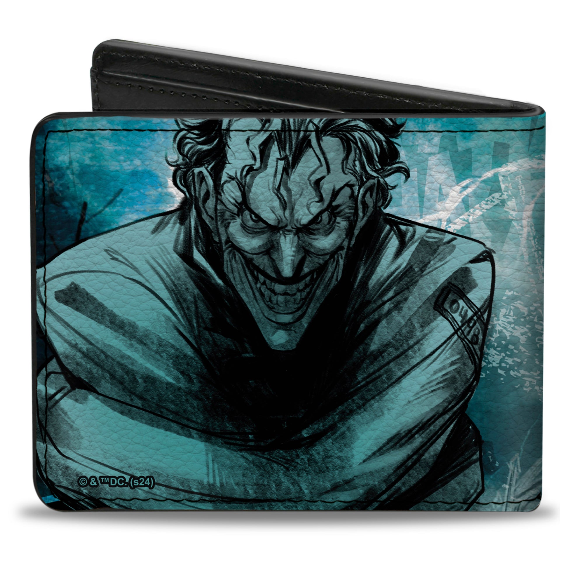 Bi-Fold Wallet - THE JOKER Straight Jacket Pose and Title Logo Blues/Black/White Bi-Fold Wallets DC Comics