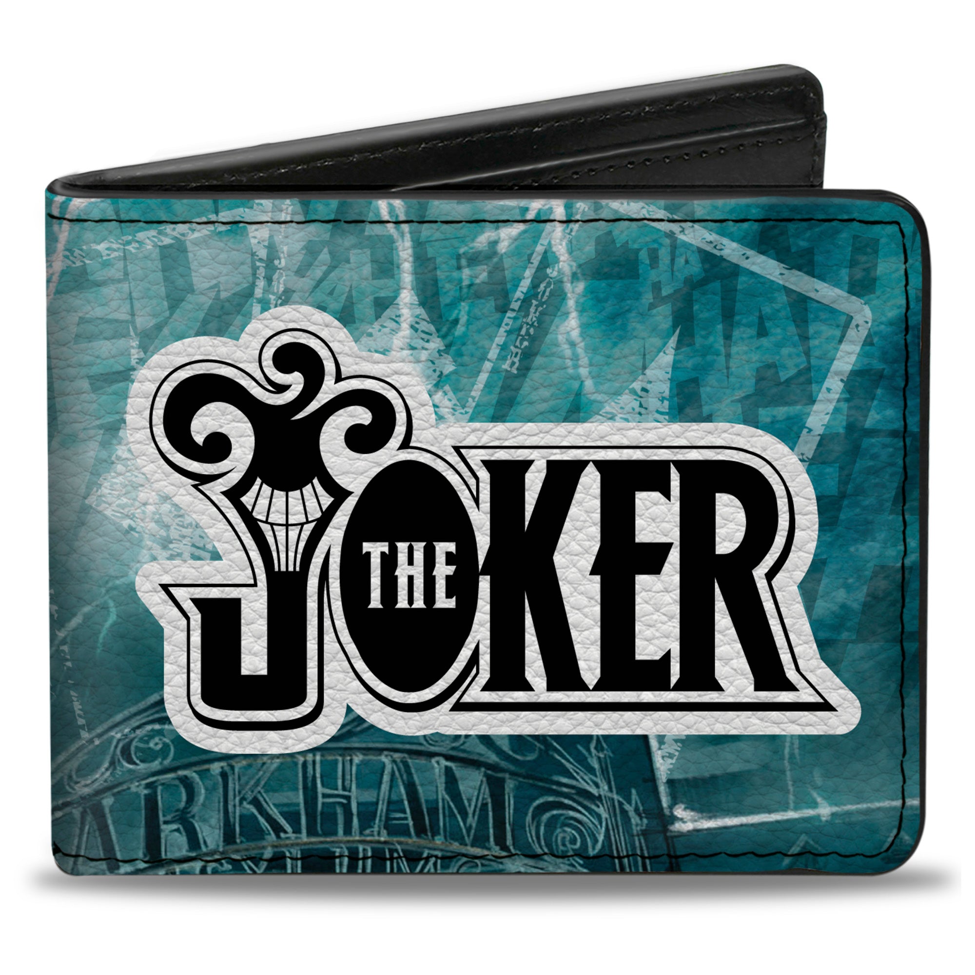 Bi-Fold Wallet - THE JOKER Straight Jacket Pose and Title Logo Blues/Black/White Bi-Fold Wallets DC Comics