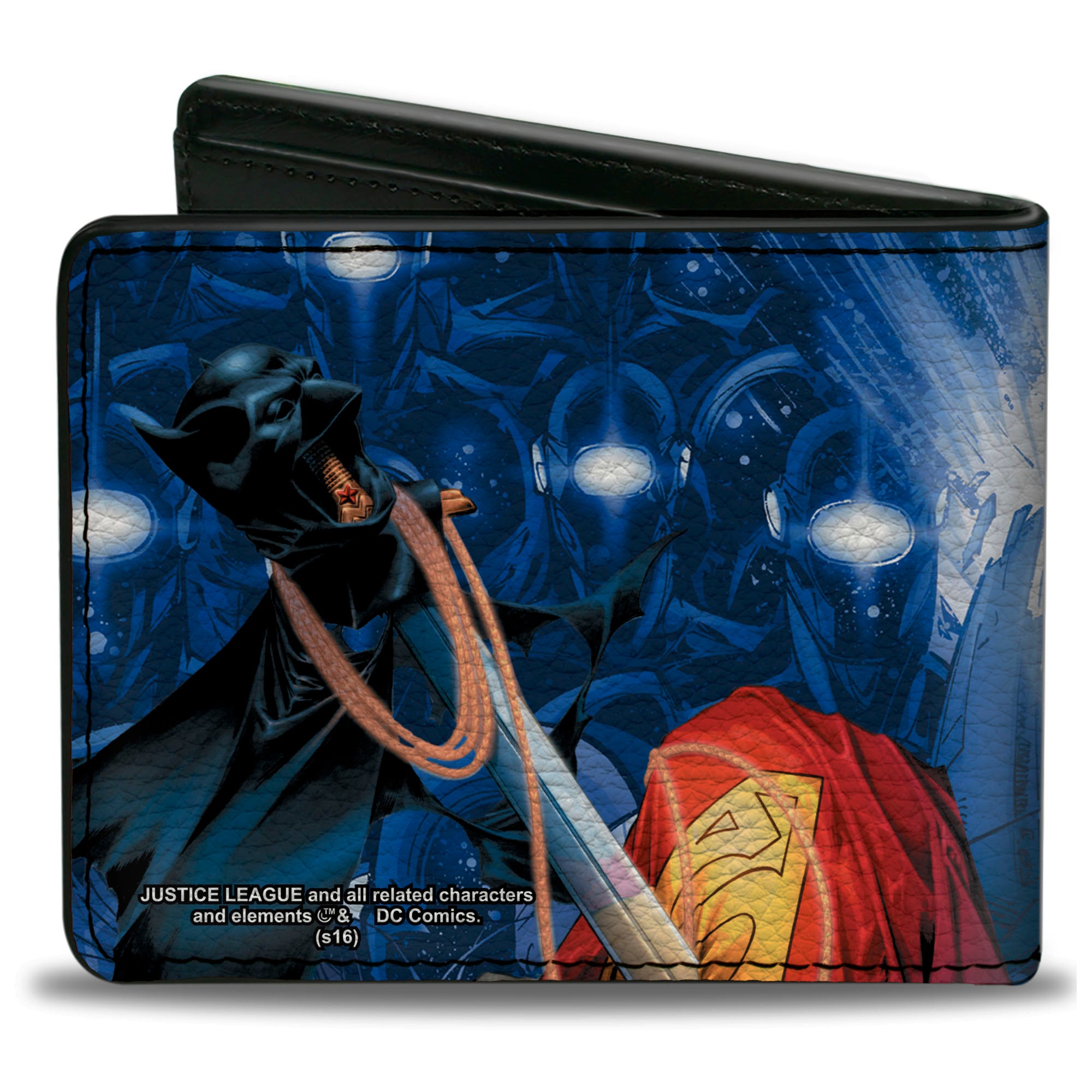 Bi-Fold Wallet - Justice League Infinite Crisis Issue #1 Trinity Group Cover Pose + Capes Sword Blues Bi-Fold Wallets DC Comics