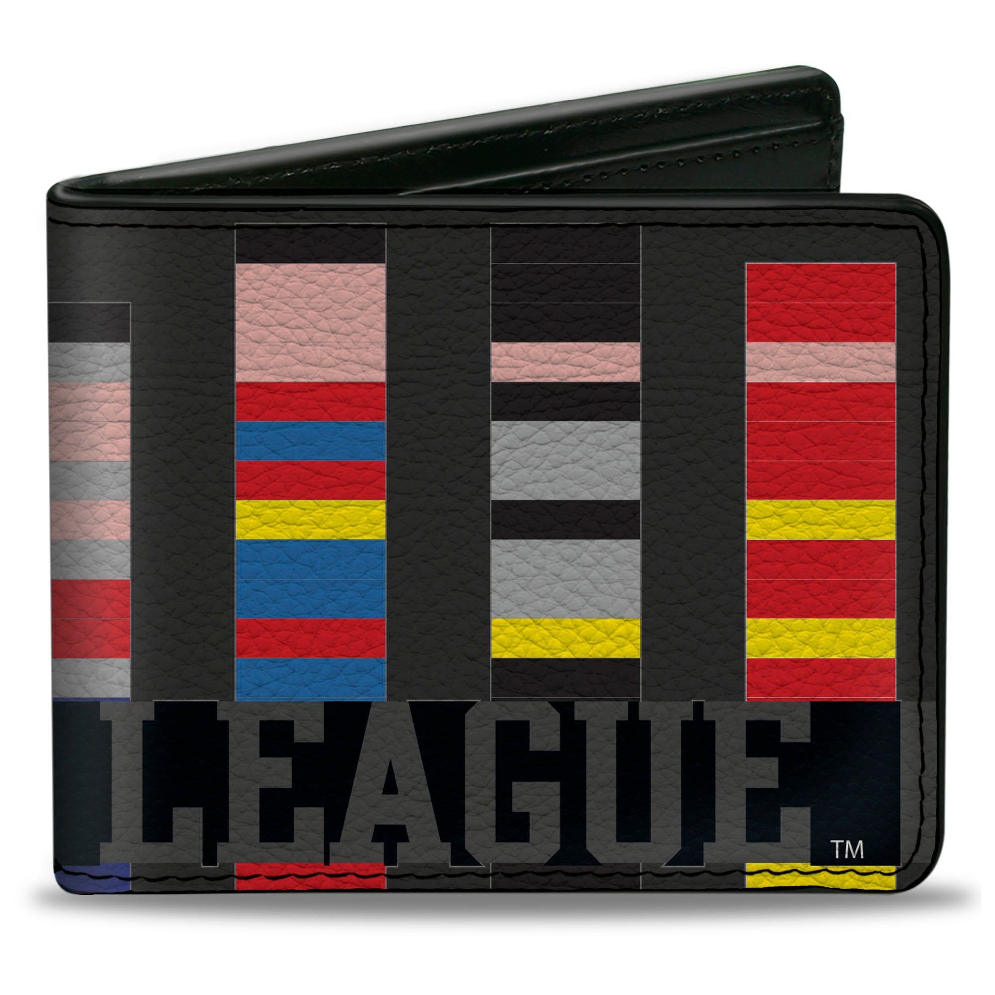 Bi-Fold Wallet - JUSTICE LEAGUE 1-Bit Superheroes Gray Black Multi Color Bi-Fold Wallets DC Comics