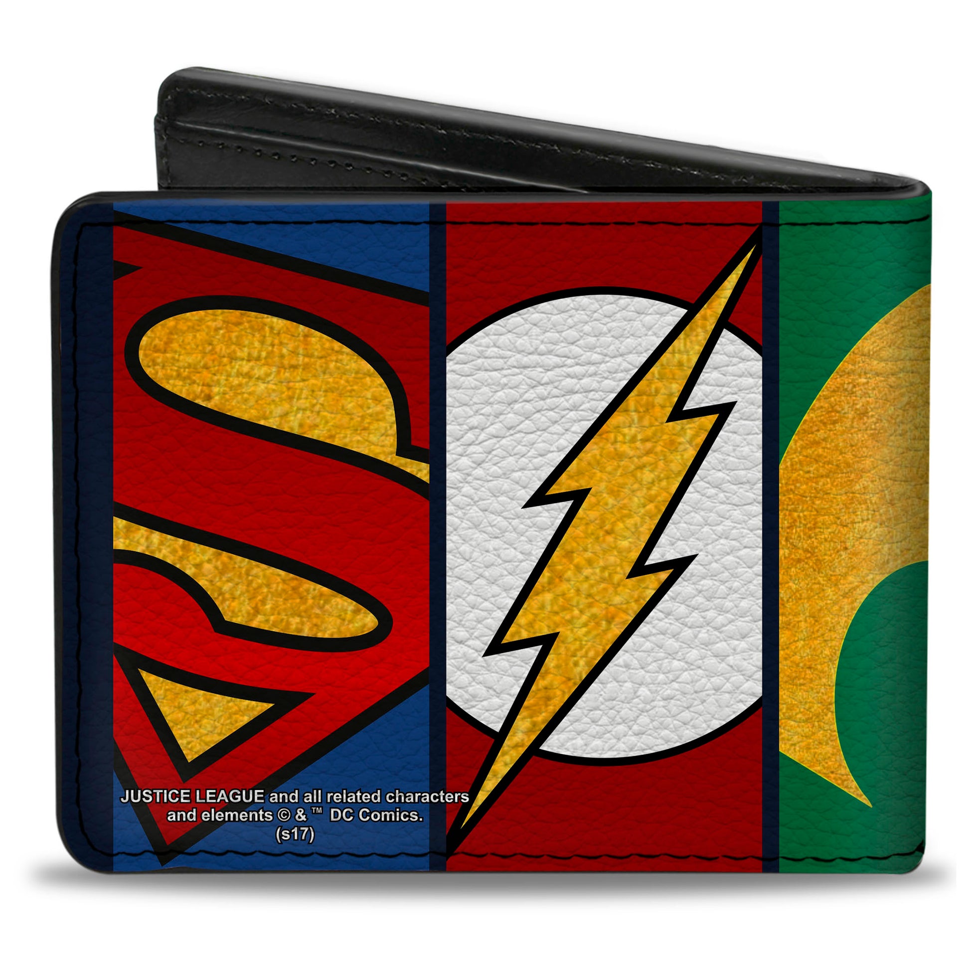 Bi-Fold Wallet - Justice League 5-Superhero Textured Logo CLOSE-UP Panels Bi-Fold Wallets DC Comics
