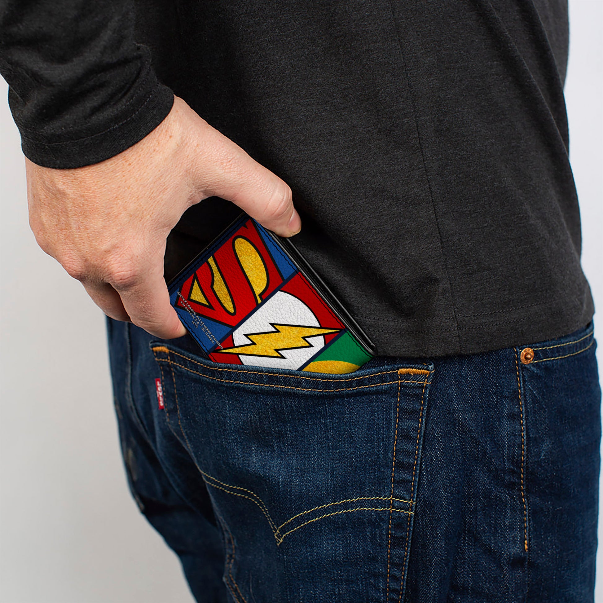 Bi-Fold Wallet - Justice League 5-Superhero Textured Logo CLOSE-UP Panels Bi-Fold Wallets DC Comics