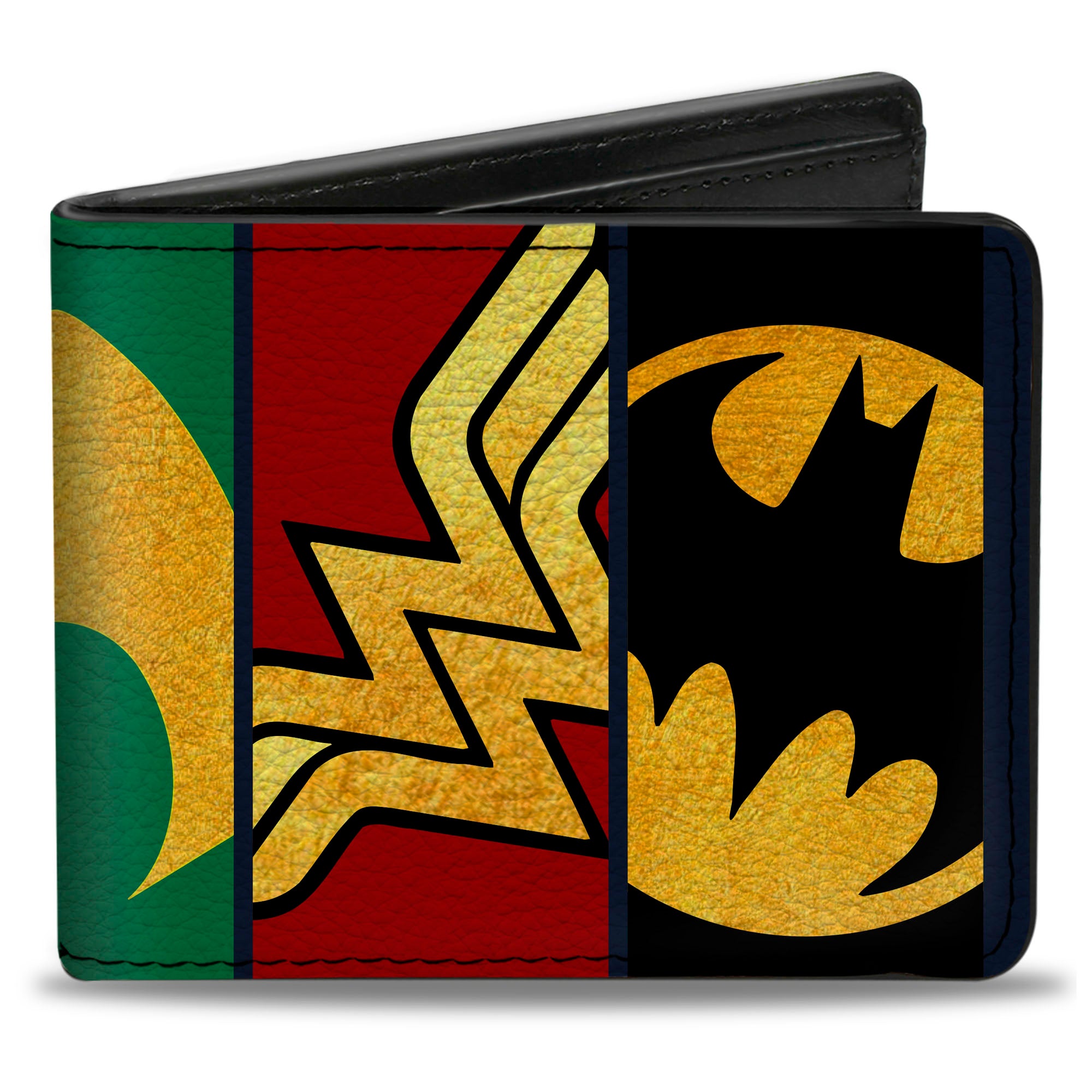 Bi-Fold Wallet - Justice League 5-Superhero Textured Logo CLOSE-UP Panels Bi-Fold Wallets DC Comics