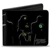 Bi-Fold Wallet - JUSTICE LEAGUE 5-Superhero Silhouette Group Pose Black Multi Color Bi-Fold Wallets DC Comics
