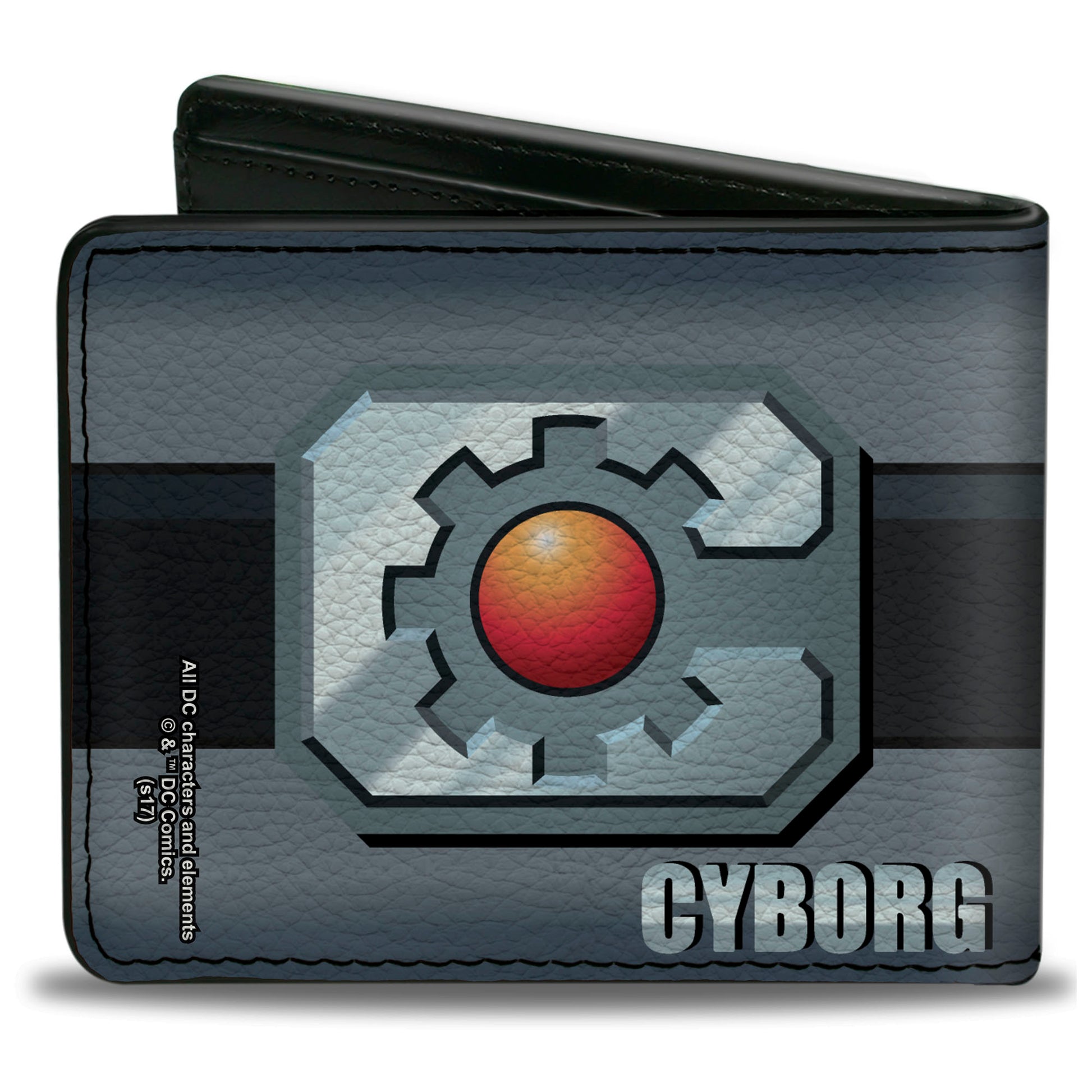 Bi-Fold Wallet - CYBORG Icon Stripe Grays Black Red Bi-Fold Wallets DC Comics