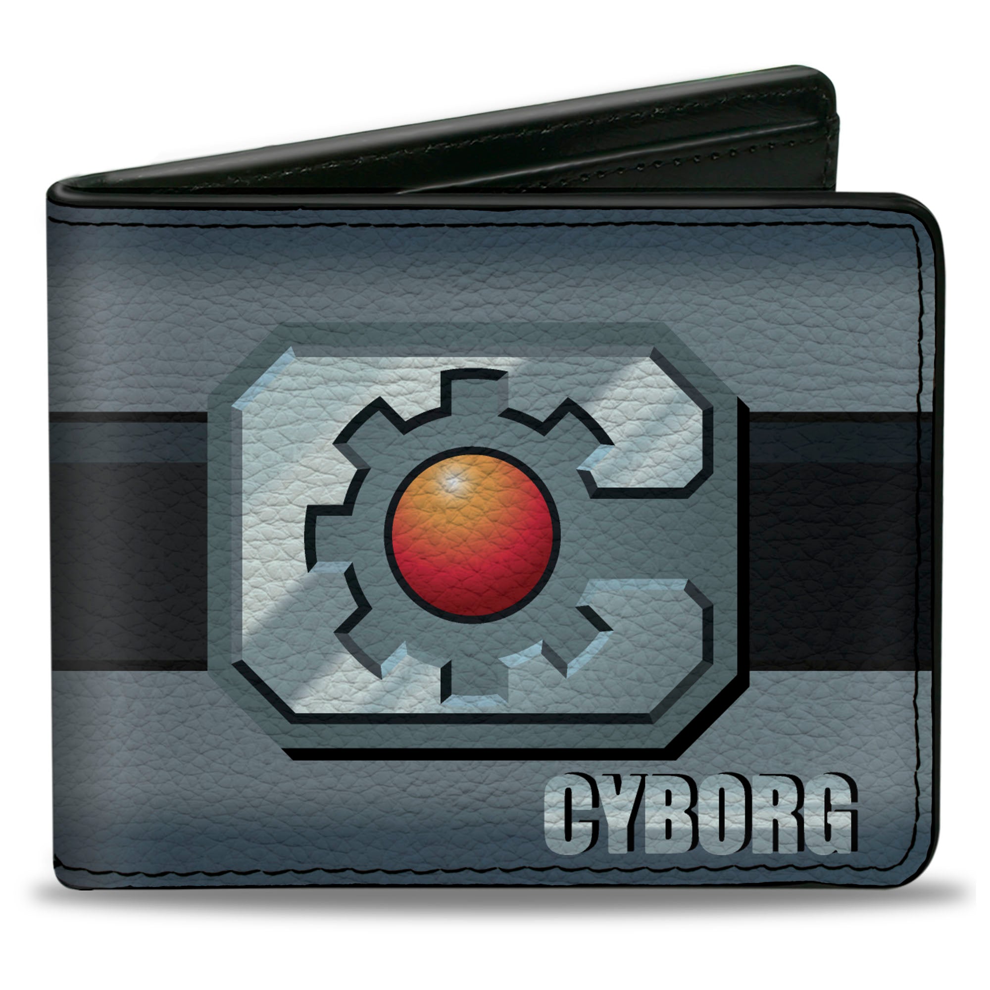 Bi-Fold Wallet - CYBORG Icon Stripe Grays Black Red Bi-Fold Wallets DC Comics