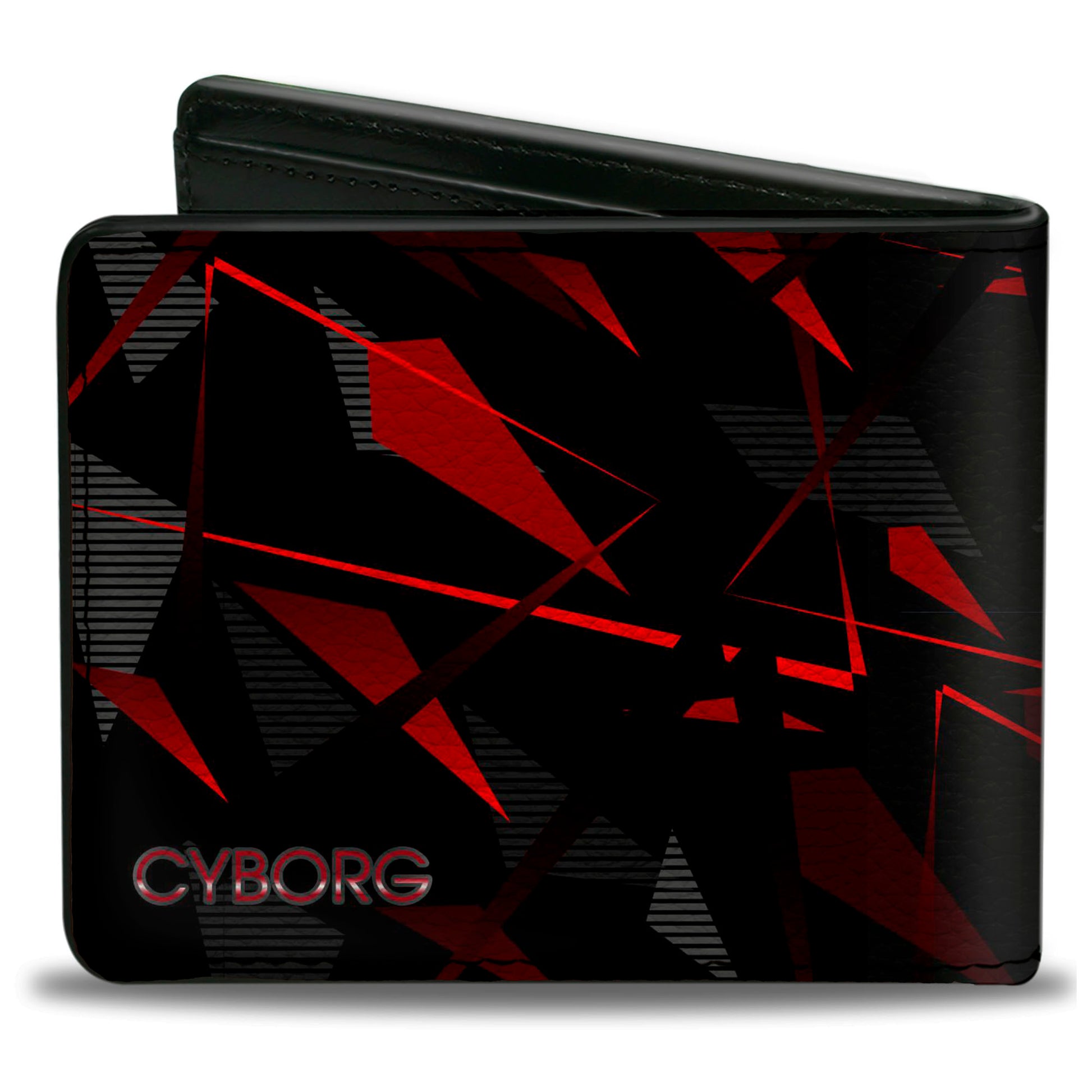 Bi-Fold Wallet - CYBORG C Icon + Text Abstract Black Reds Grays Bi-Fold Wallets DC Comics